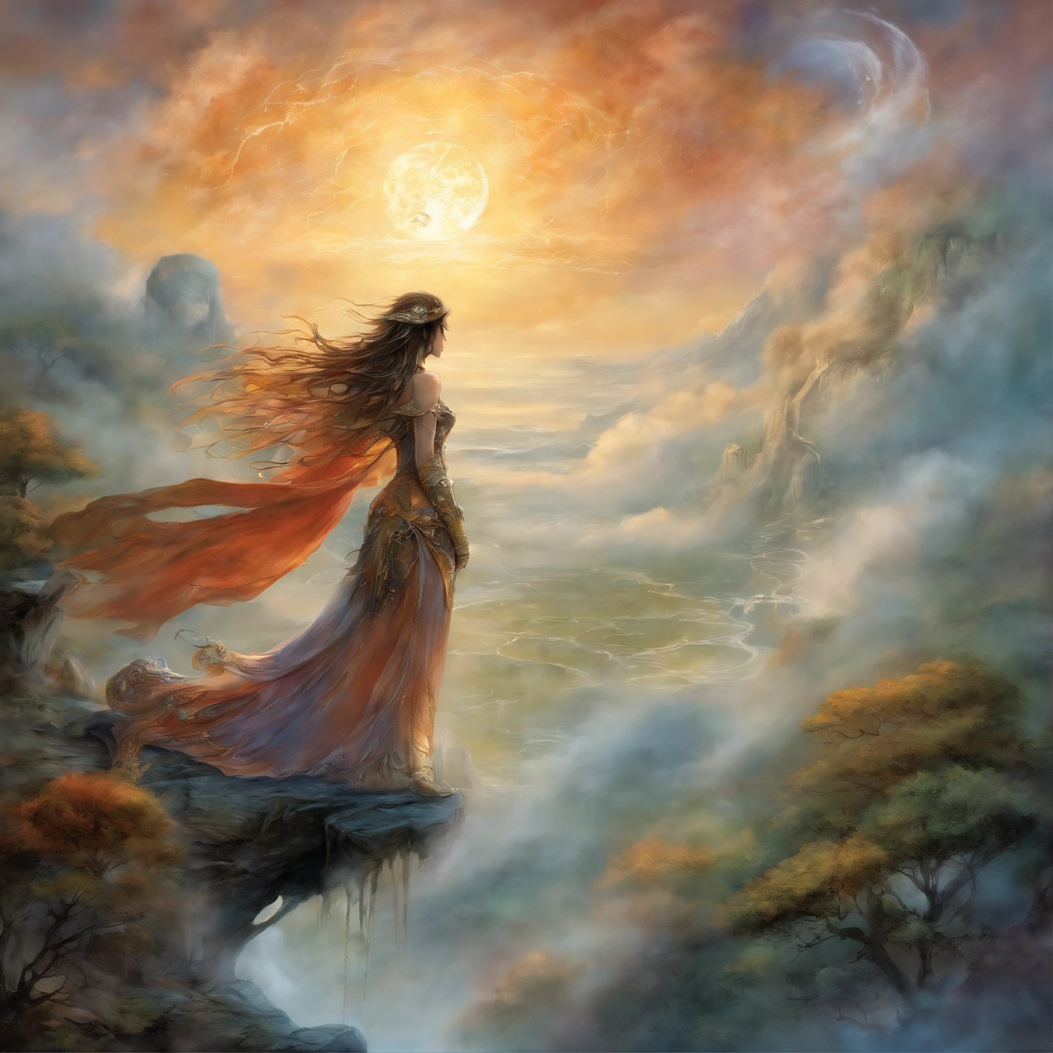 ((melhor qualidade)), ((obra-prima)), (detalhado), ((nua)), succubus sedutora, ethereal beauty, empoleirada em uma nuvem, (Fantasy Illustration: 1.3), olhar encantador, pose cativante, asas delicadas, charme sobrenatural, mystical sky, (Luis Royo:1.2), (Yoshitaka Amano:1.1), noite de luar, cores suaves, (paisagem de nuvens detalhada:1.3), (alta resolução:1.2)
