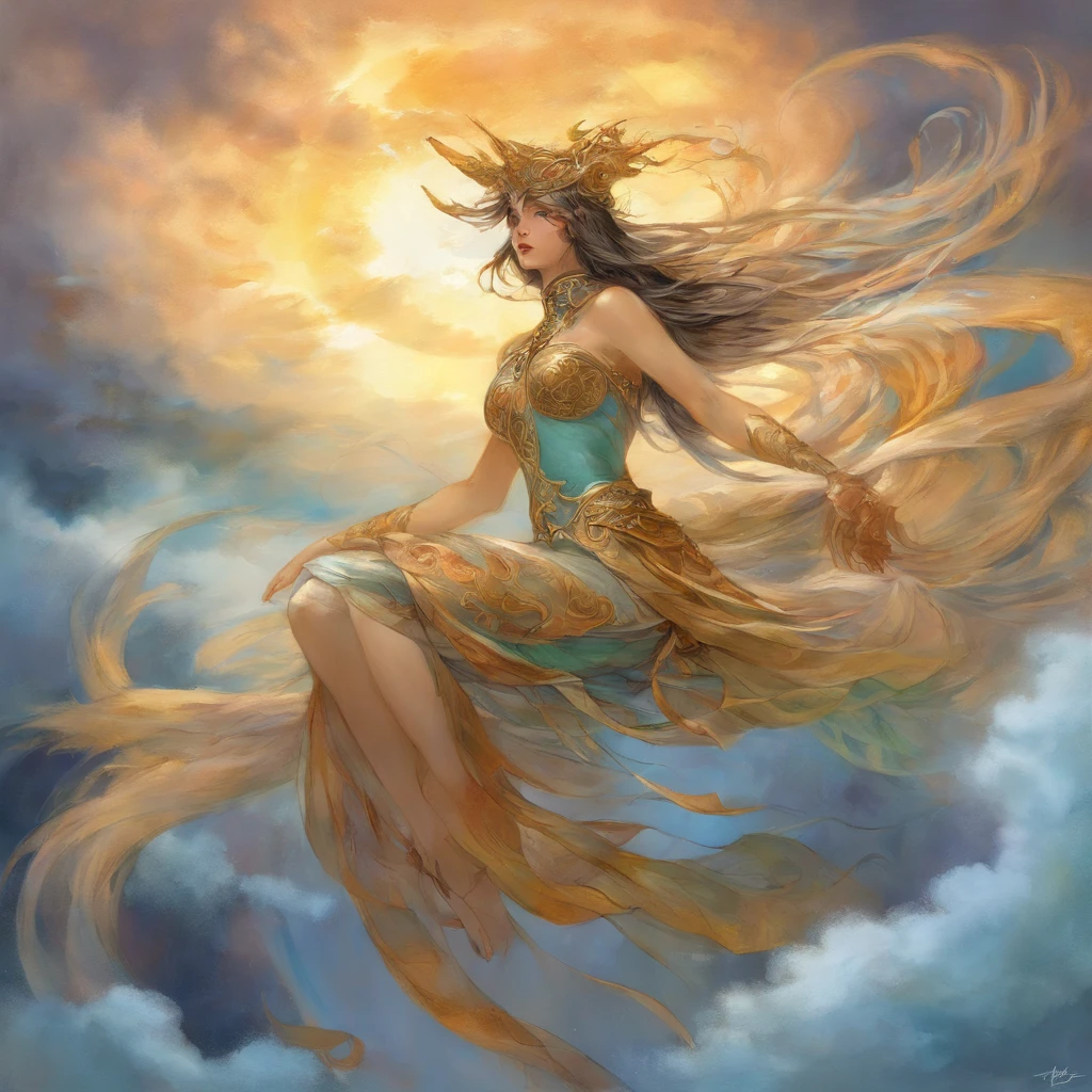 ((melhor qualidade)), ((obra-prima)), (detalhado), ((nua)), succubus sedutora, ethereal beauty, empoleirada em uma nuvem, (Fantasy Illustration: 1.3), olhar encantador, pose cativante, asas delicadas, charme sobrenatural, mystical sky, (Luis Royo:1.2), (Yoshitaka Amano:1.1), noite de luar, cores suaves, (paisagem de nuvens detalhada:1.3), (alta resolução:1.2)