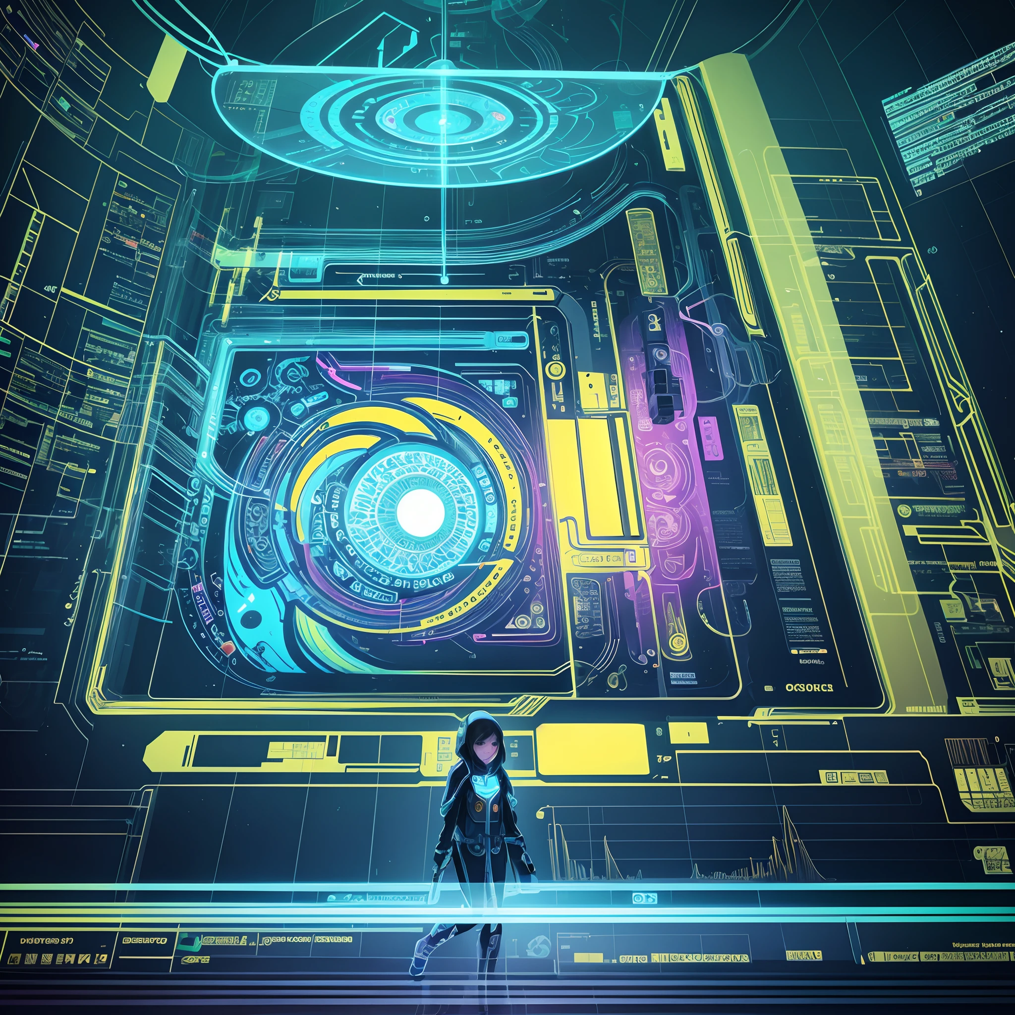psychedelic art, schematic diagram, mirage