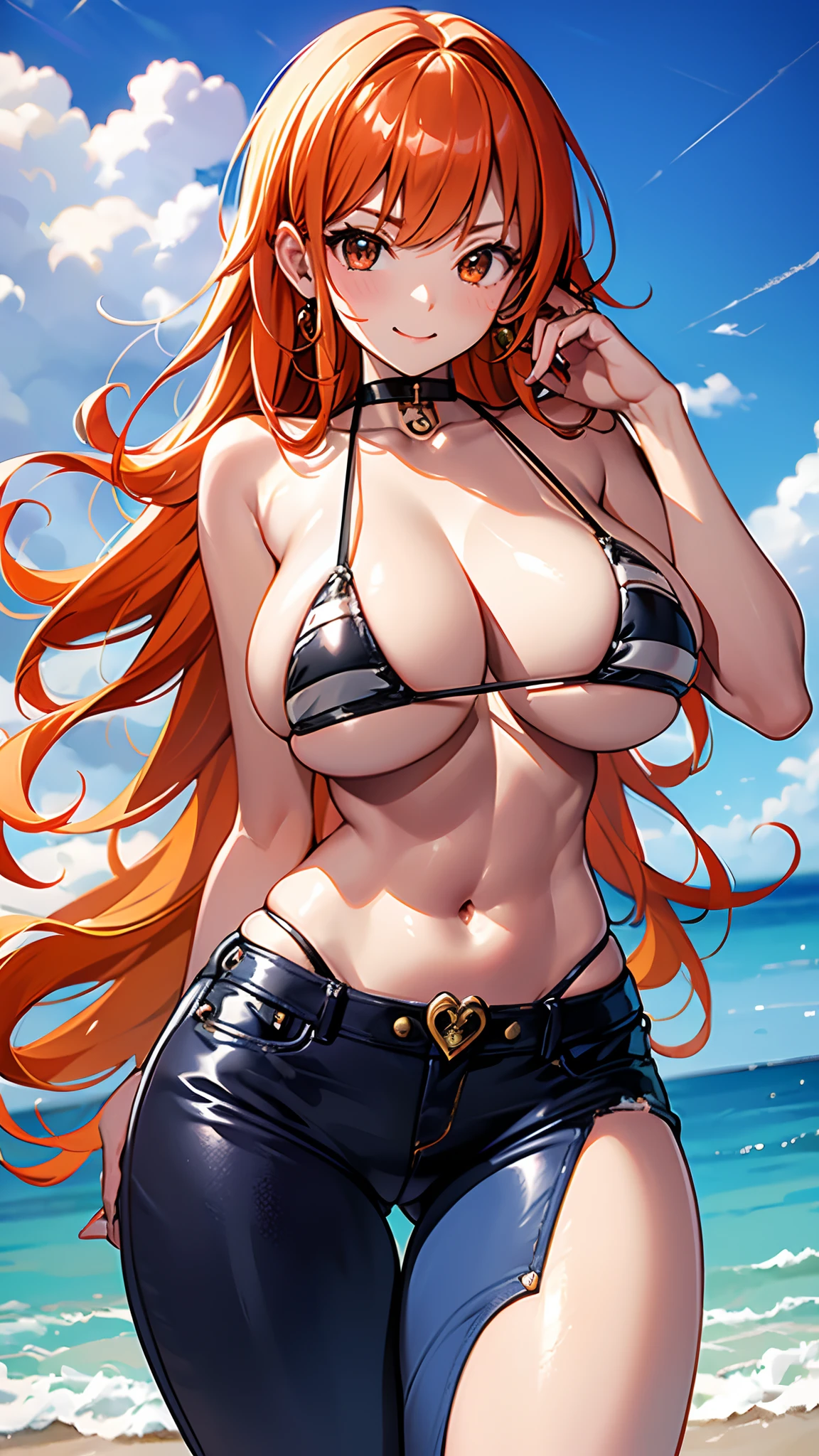 fullnude,Bust photo 21 year old girl,(Huge breasts:1.2),hyperbreasts,Breast Focus,Small and upright、Orange hair、NSFW,POV,Paizuri,(cum on chest:1.3)(masutepiece),(Ultra-detailed),perfect-composition,photographical skin,Shiny skin,Shiny hair,100-layer-hair,photographical hair,Blunt bangs,(Black and double-sided hair:1.3),(1 girl :1.3) ,Six-headed,Smile,Looking Up,(Large breasts:1.3),Underbust,(Cheeky little bitch:1.3),Red Eyes,(Tsurime:1.3),A mole under her right eye,She is showing her double teeth,(Posing:1.3),All smiles,Raw legs,(crotch seam:1.3),(Chic:1.2),(Lori:1.3),(With a simple background:1.3),