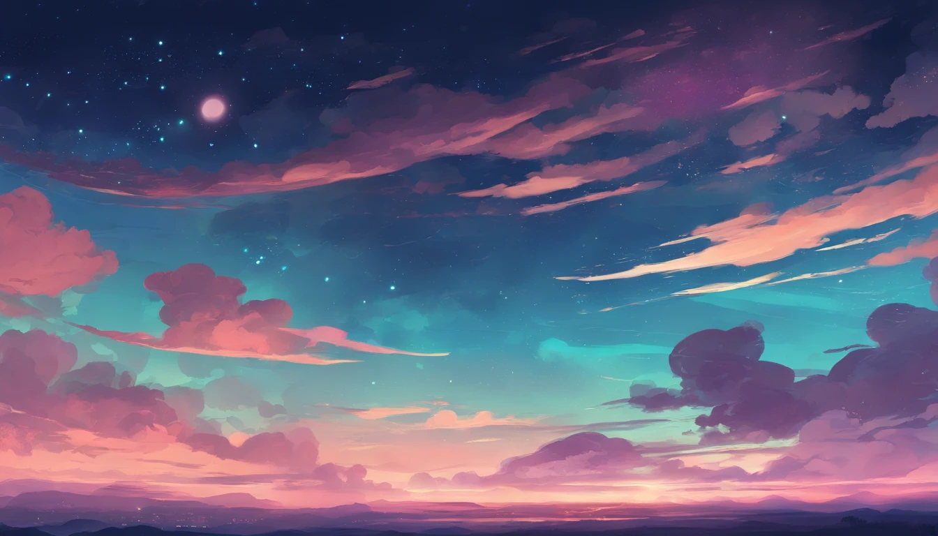 night sky with clouds and shades of blue and cyan
