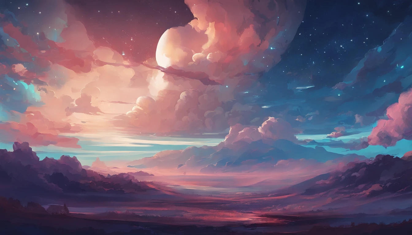 night sky with clouds and shades of blue and cyan
