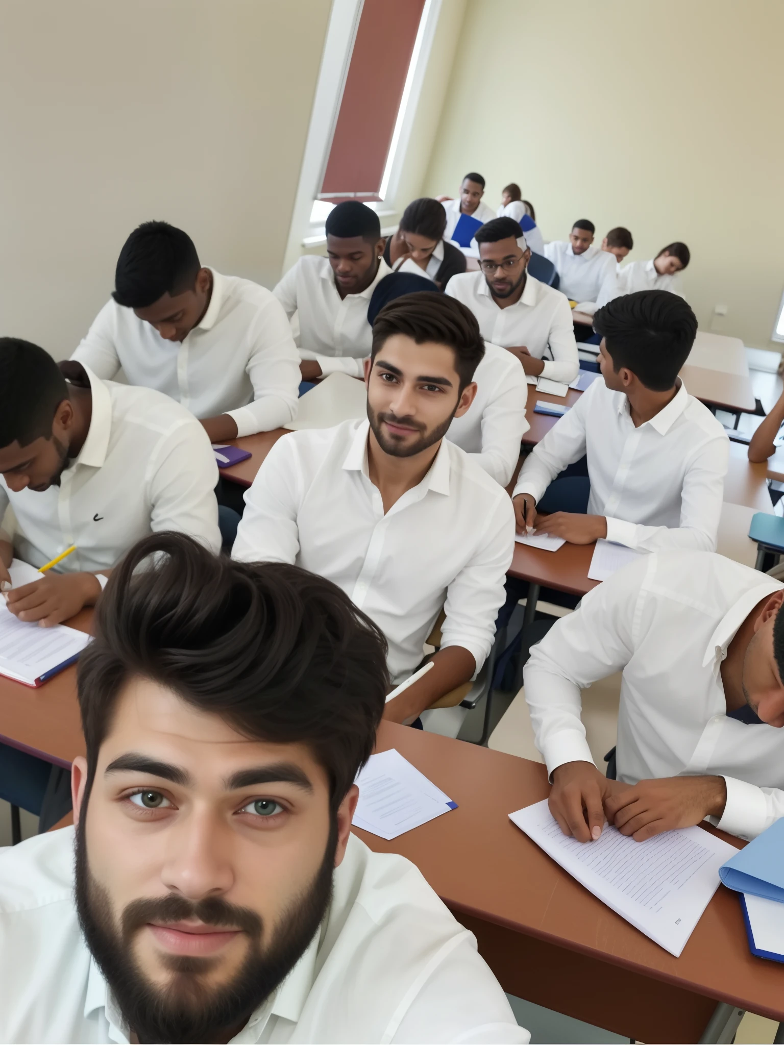Classmates with teacher, guapos latinos, desnudos , with a very big and long cock, y se tiene que ver la cara, estudiando
