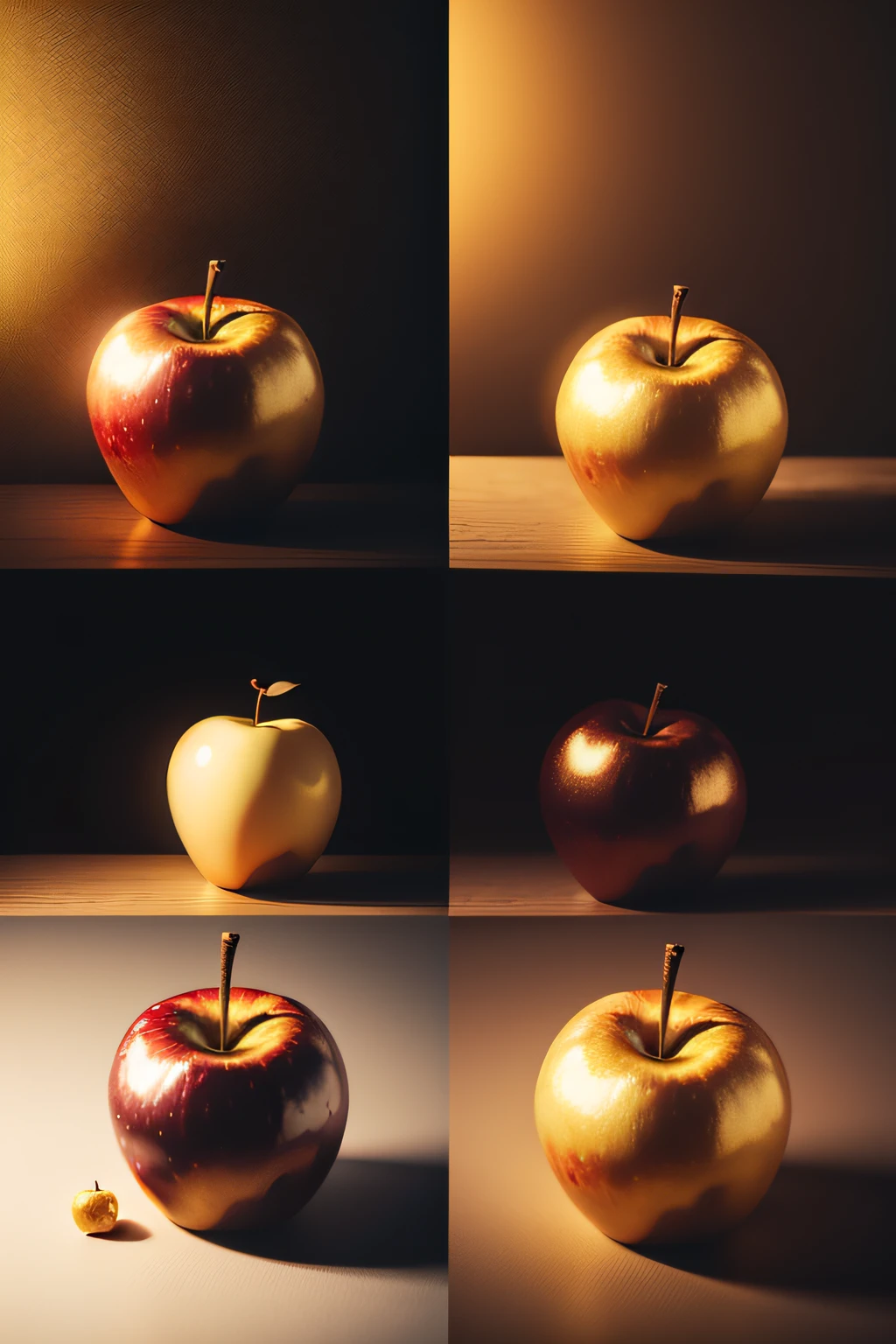 A golden apple fruit with a black background