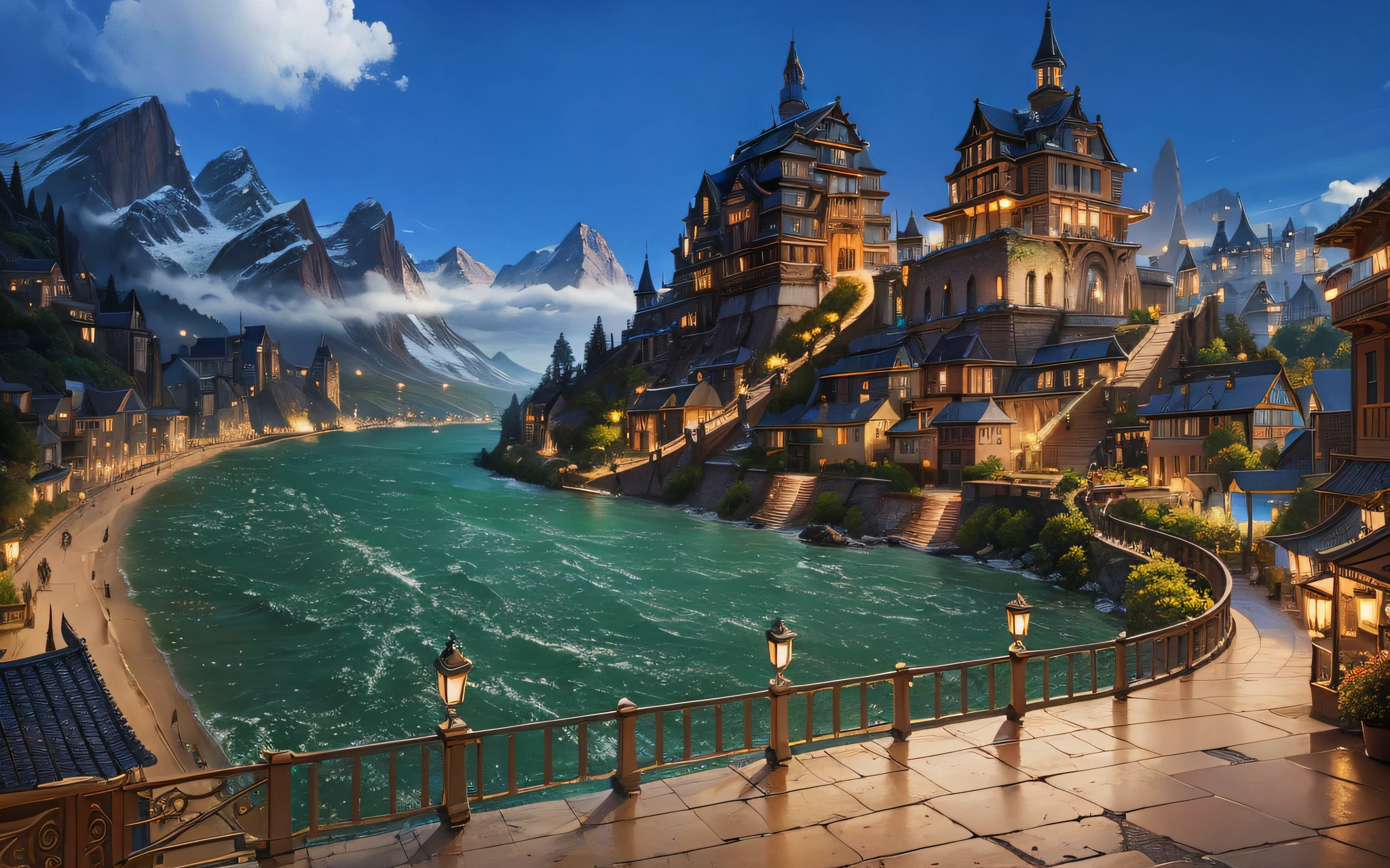 painting of a city with a castle surrounded by angels flying around, Empyrean City, divine realm of the gods, Utopian City, Golden Gates of Heaven!!!!!!!!, divine illumination, esoteric equation heaven, Heaven on Earth, breathtaking, breathtaking art, Floating city in the sky, futuristic utopian metropolis, Apocalyptik City, City in the Clouds, Elaborate matte painting