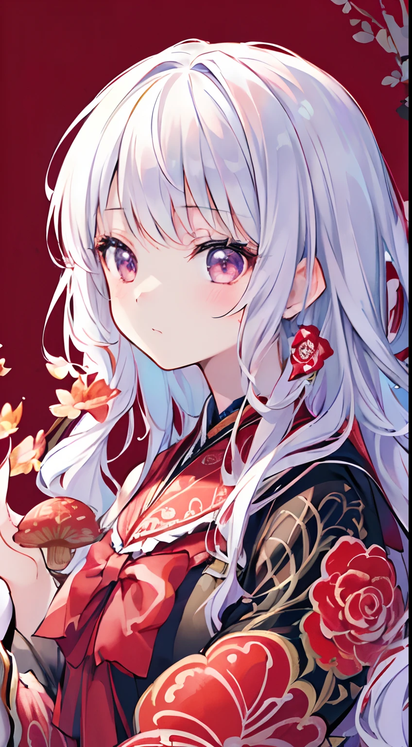 (masterpiece, top quality, best quality, official art, beautiful and aesthetic: 1.2), (1girl: 1.3), very detailed, (fractal art: 1.1), (color: 1.1) (flowers: 1.3), (by Yuko Higuchi:1.4), Higuchi Yuko,(by Yoh:1.2),(lineart),line drawing,pen drawing,zentangle,(tattoo pattern:1.2),(Intricate lines),(masterpiece),(best quality:1.1), (ultra-detailed),best illustration,finely detail,hand drawn high quality,High contrast,(clean lines:1.3),ligne claire,(Portrait),(extremely close-up:1.1),1 girl,solo,A girl is surrounded by red mushrooms,(Intricate details:1.3),(detailed background:1.2),(colored background:1.1),sketch,Intricate details,High Resolution