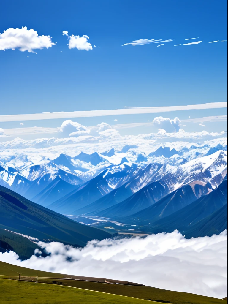rustic ,Mountains,with blue sky and white clouds,high qulity,4K,k hd
