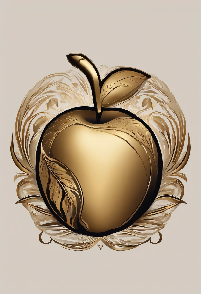 Logo a golden apple fruit with an all black background