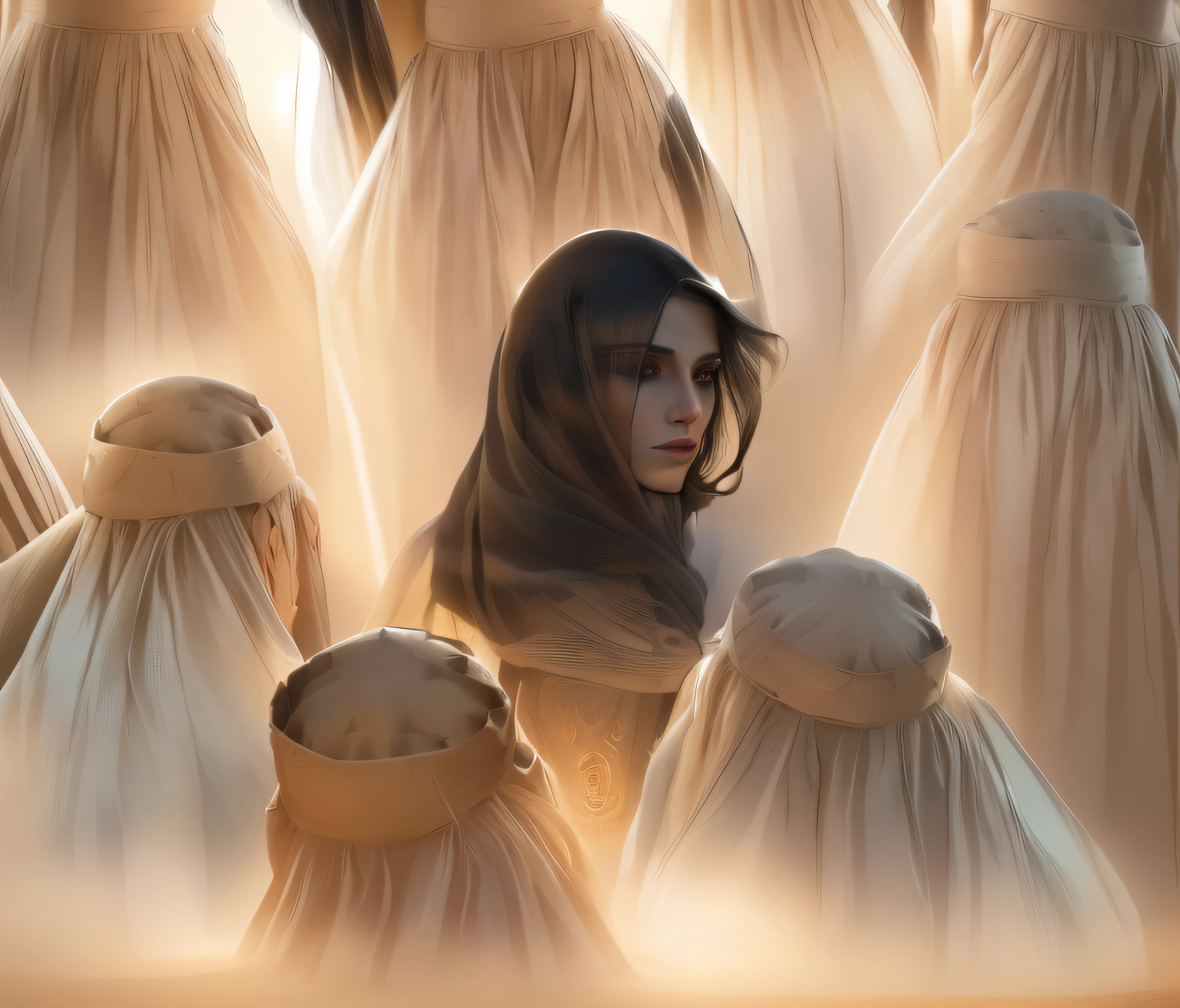 (best quality,4k,8k,highres,masterpiece:1.2),ultra-detailed,(realistic,photorealistic,photo-realistic:1.37),Arab woman,traditional dress,detailed jewelry,vibrant colors,expressive eyes,lush black hair,flowing garments,peaceful expression,beautiful background,desert landscape,dreamy soft lighting,luminous tones,ethereal atmosphere,subtle shadows,majestic aura,henna patterns,glowing skin,captivating beauty,sand dunes,mystical vibe,sandstorm,
detailed texture on fabrics,dramatic contrast, woman in profile,feminine grace,artistically rendered,rich cultural heritage,traditional headscarf,ornate accessories,cultural significance,radiant smile,confident stance,serene and graceful,bold and powerful,proud heritage,deeply rooted values,strong cultural identity,jewels sparkling,piercing gaze,poised and elegant,blending tradition and modernity,graceful movements,soft and ethereal,exquisite detail,pure and natural,quiet strength of a desert,traditional nomadic tent,colorful embroidery,distant oasis,tranquil and serene,unfathomable mystery,evocative beauty.