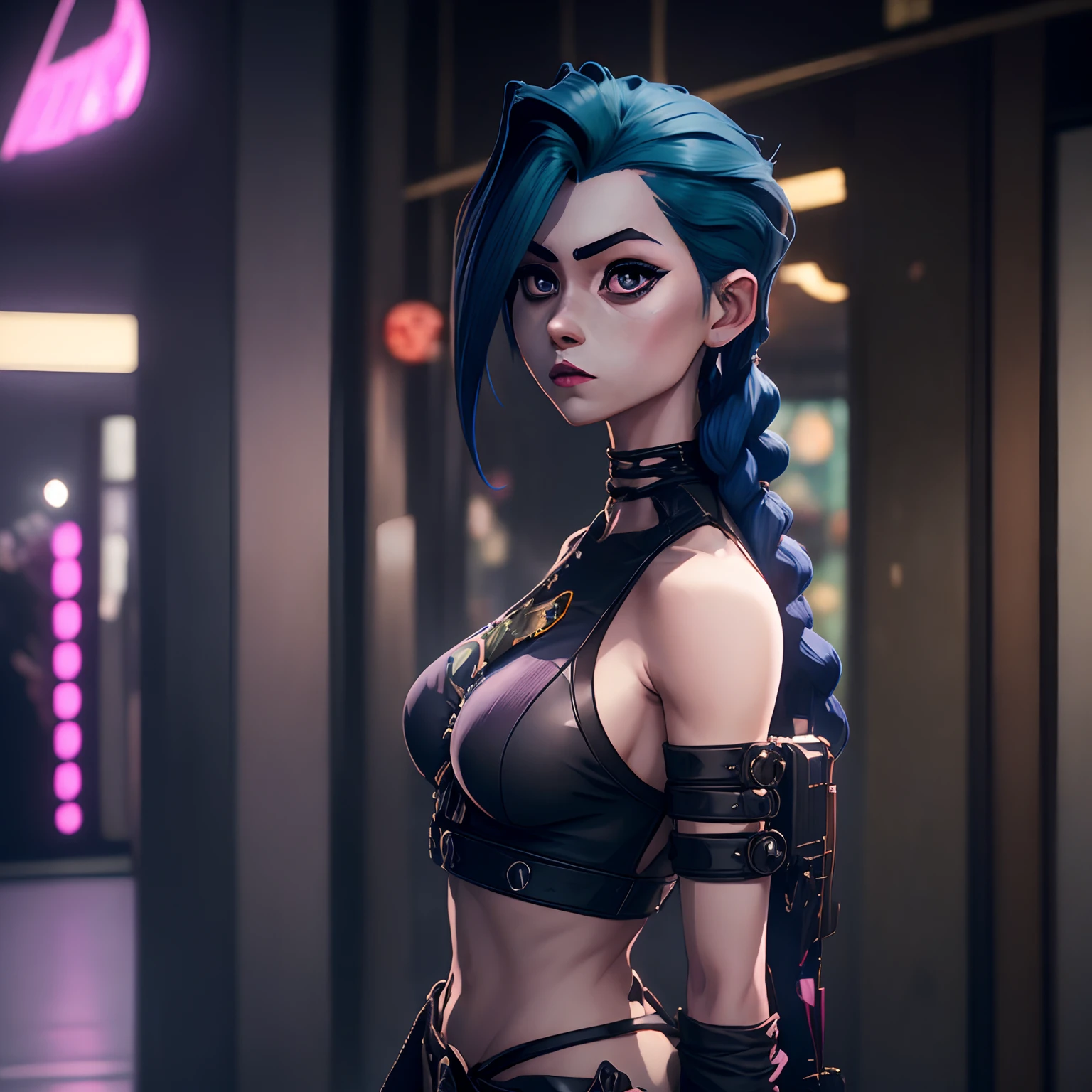 Cinnannoe, hyperrealistisch, Blickwinkel von vorne, ultra-detailed full-body shot of a woman wearing aviator sunglasses, schwarze Jacke auf halbem Weg, exponierter Magen, rosafarbenes Crop-Top, zerrissene Blue Jeans, Halskette, ((in Tokyo City sitzt Criss gekreuzt auf der Fronthaube des ultra-perfekt detaillierten rosa Autos Lamborghini Aventador:1.5)), pink sakura trees around the road, futuristischer Cyberpunk-Hintergrund High-Future-Vibes, Picture from head to toe, Depth of field, Hyper detailliertes, gorgeous face, natural body posture, 64 Tsd., ultra-detailliert, ultra genau, detailliert, Surrealismus, Ultra-Unreal-Engine, Raytracing