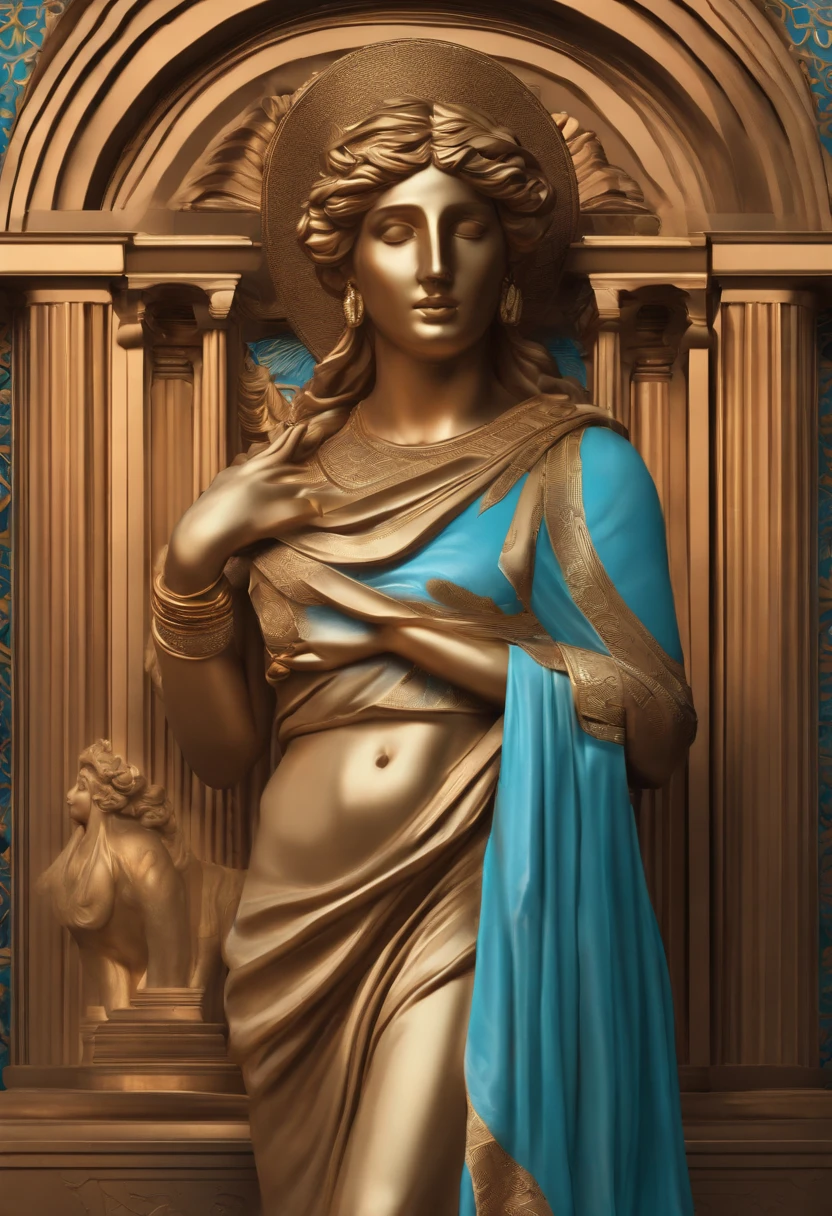 /imagine prompt: Illustration of a female Greek statue for a sticker with a holographic background, em negrito estilo de contorno, bordas irregulares, Lixo, sombreamento claro --v 5.2