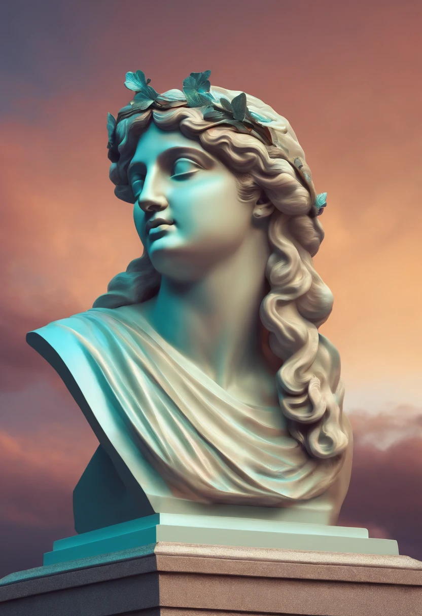 /imagine prompt: Illustration of a female Greek statue for a sticker with a holographic background, em negrito estilo de contorno, bordas irregulares, Lixo, sombreamento claro --v 5.2
