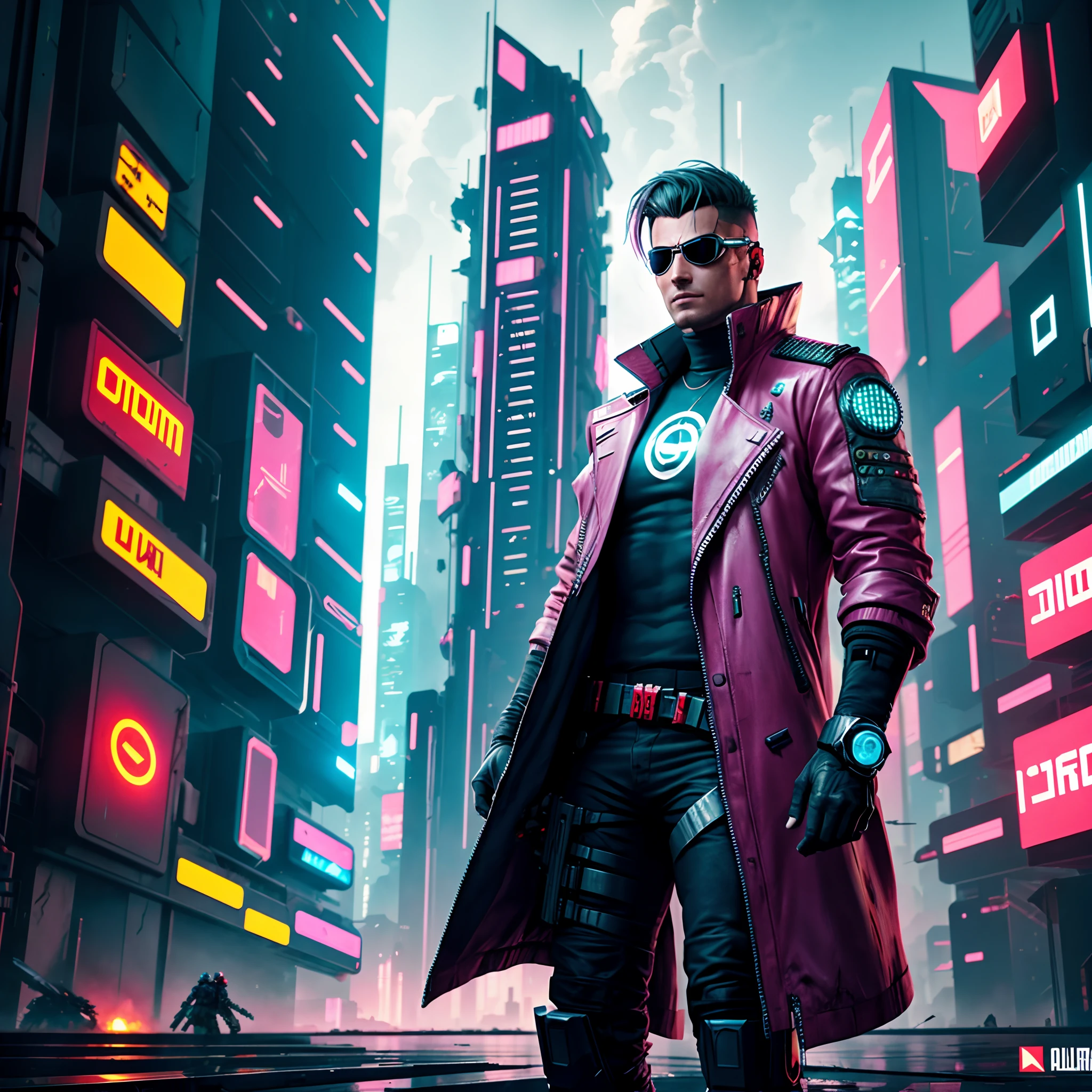 Gambit cyberpunk, futurista, technological, cidade destruida