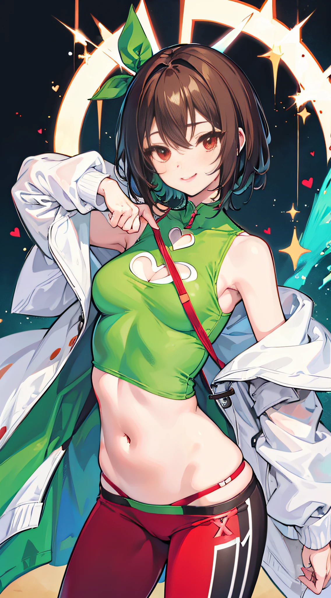X-rated,undertale,chara,Undertale Frisk,Chara,teens girl,red - eyed,Smile,sexy for,Green clothes,Chest leakage,Crop top,hot pant,stocklings,Full body standing painting,tempting pose,with short brown hair,Stripper,Be red in the face,Underwear model,Lust,Hand repair,the detail,Sex clothes,k hd,No underwear,Adult videos,Cocked buttocks,Stick out your tongue,Playful,love heart,Jade foot,Expose the chest,Vest line,Love Hotel,with an open crotch,Dress revealingly,flesh body,Obscene lines,Brothel,痴女(Optimal image quality,tmasterpiece,sexual appetite)