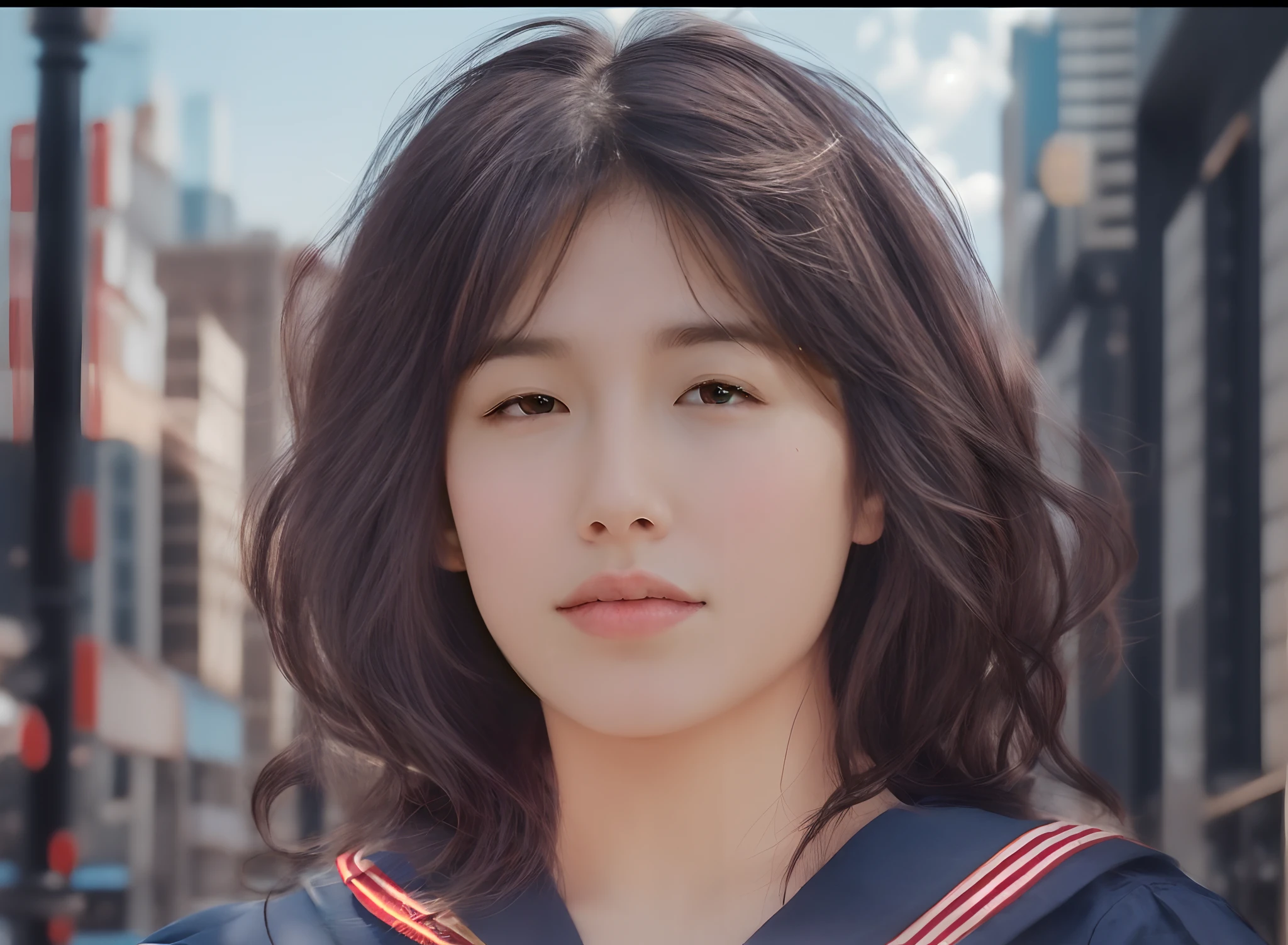 Top image quality、Very clear and realistic photos、a sailor suit、(((reddish３Main Line)))