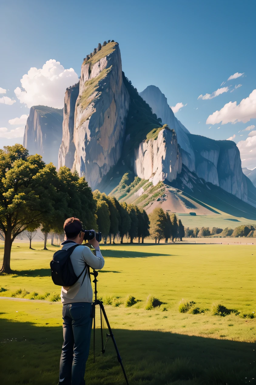 Photographe prenant un paysage en photo