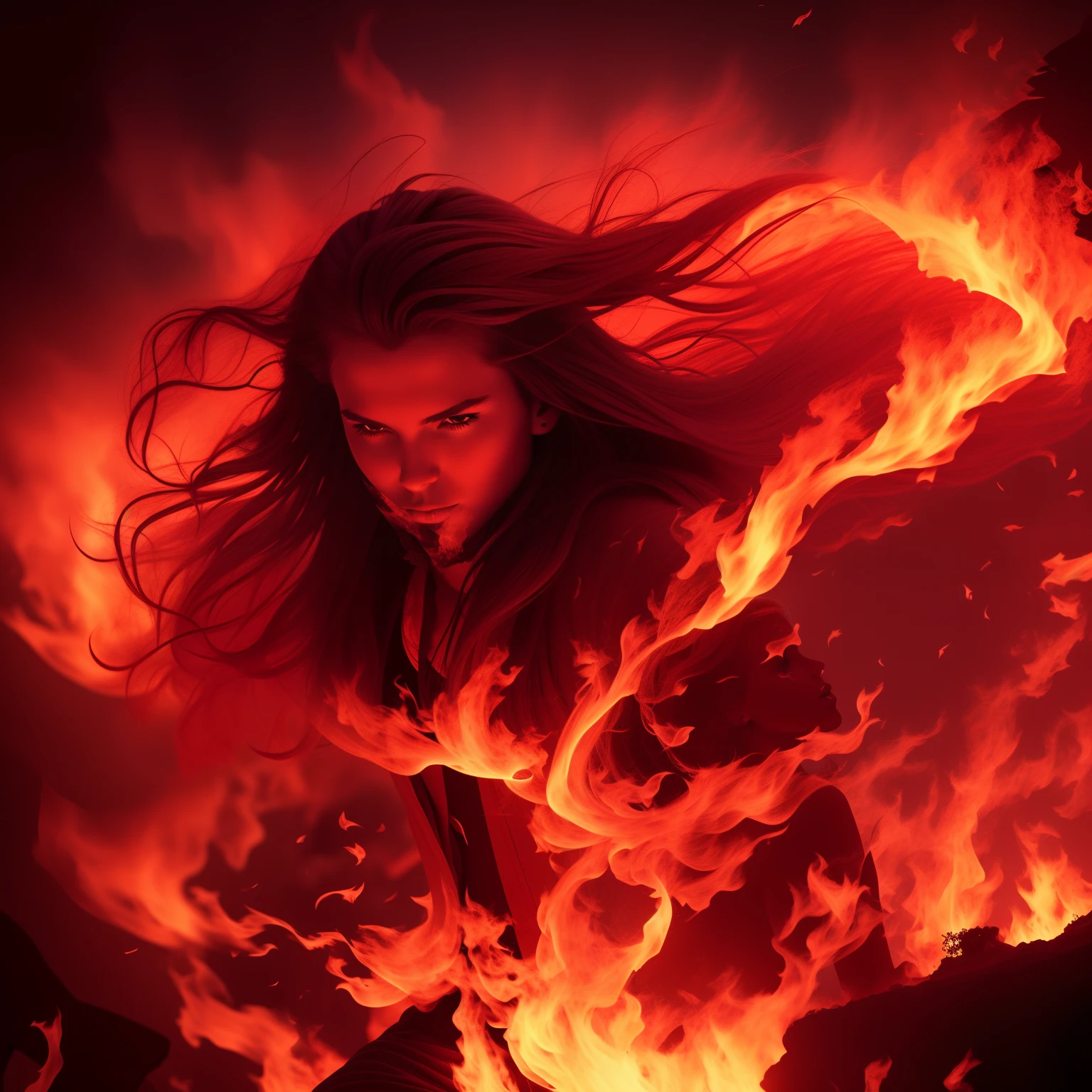 Silhouette of a girl on fire