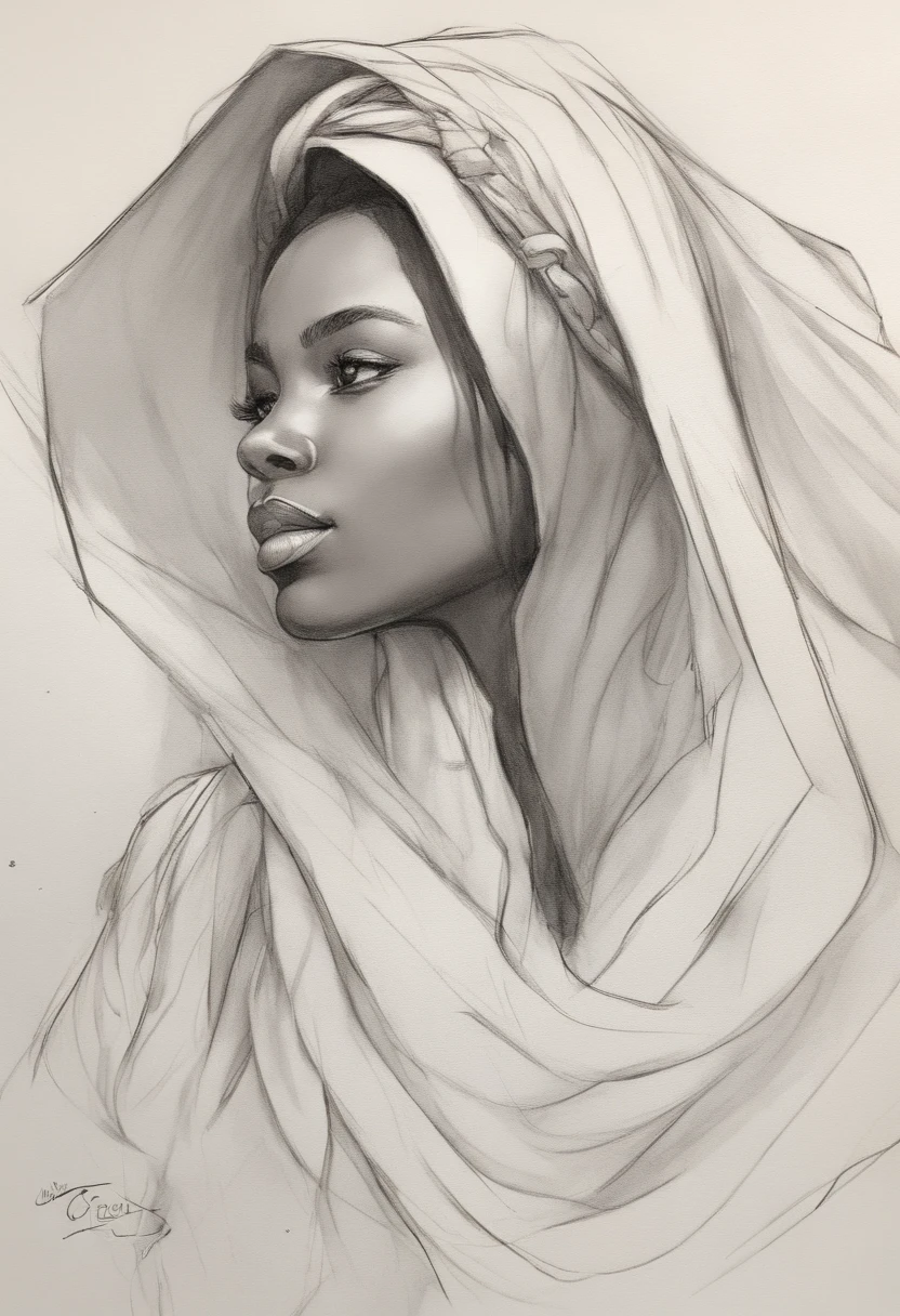 obra maestra, mejor calidad, defined black lines, dibujo para colorear, full body portrait of a beautyfull woman, solo, agua, chica abrazando tulipanes, fondo simple, fondo blanco, monocromo, lineart, ((sketch)),((high quality, masterpiece:1.4)), 1girl, ((upper body)), portrait sketch of an african girl wearing a veil, messy drawing, messy charcoal spots, unfinished sketch, sketchbook charcoal style drawing of a woman, sketchbook drawing, sketchbook, beautiful hair, medium short hair, beautiful face, symmetrical face, symmetrical eyes, ((paper material background)), realistic charcoal lines, imperfect drawing, charcoal crumbs, charcoal lines, imperfection, fading sketch, sQueratogray Sketch (eddiemauro-mix)