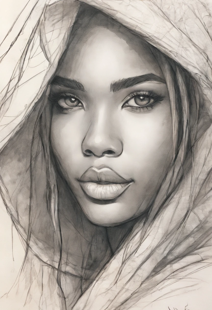 obra maestra, mejor calidad, defined black lines, dibujo para colorear, full body portrait of a beautyfull woman, solo, agua, chica abrazando tulipanes, fondo simple, fondo blanco, monocromo, lineart, ((sketch)),((high quality, masterpiece:1.4)), 1girl, ((upper body)), portrait sketch of an african girl wearing a veil, messy drawing, messy charcoal spots, unfinished sketch, sketchbook charcoal style drawing of a woman, sketchbook drawing, sketchbook, beautiful hair, medium short hair, beautiful face, symmetrical face, symmetrical eyes, ((paper material background)), realistic charcoal lines, imperfect drawing, charcoal crumbs, charcoal lines, imperfection, fading sketch, sQueratogray Sketch (eddiemauro-mix)