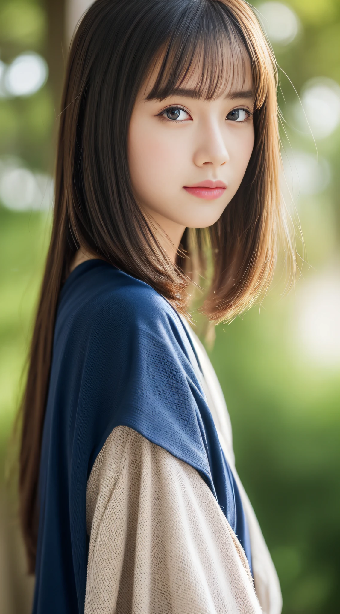 (((32k,high detal,high-detail、masterpiece,Attention to detail,full body Esbian,独奏))),Raw photo & realistic atmosphere,beautiful dark blue eyes,Detailed mouth,Glossy lips,Detailed eyebrows,Eyes drawn in detail with soft white skin that shines with every detail、Very beautiful eyes with azure eyes,Detailed lips、Very beautiful face,Very well-formed face、Lifelike face,shiny beautiful lips,Beautiful eyebrows,Infinite reality, Realistic Young Gravure Idol,Very cute high school girl, , Young Sensual Gravure Idol, Young Gravure Idol, extremely beautiful and cute17--old pointed beautiful girl,with a flushed face,Incredibly beautiful and classy17 year beautiful girl,natural soft light,(Black shiny hair,,bare-legged,Kendo kimono and hakama,Beautiful kind eyes:1.5),(youthfulness,Wearing kendo equipment,Exposed thighs,Thighs protruding from hakama,Gentle smile,well-shaped breasts,,Immature body,Japan samurai kimono,Japanese style berry shorthair,Hang your hair high and tie it into one,Beautiful posture,posterior view,facing back,no-makeup,woman samurai,woman swordsman,Influence of Shinsengumi,Looking into the distance,Japanese pattern haori,Depression:1.6)