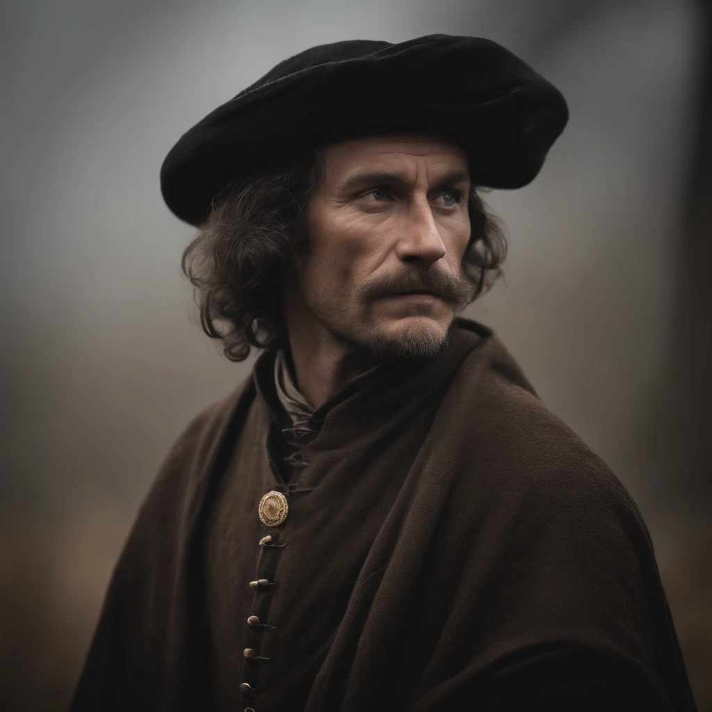 A crow-headed man in medieval-style peasant clothes