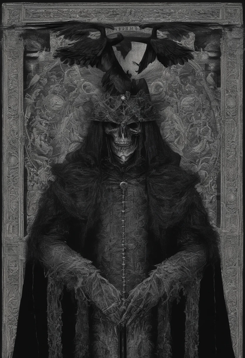 A man in medieval costume with a crow's head