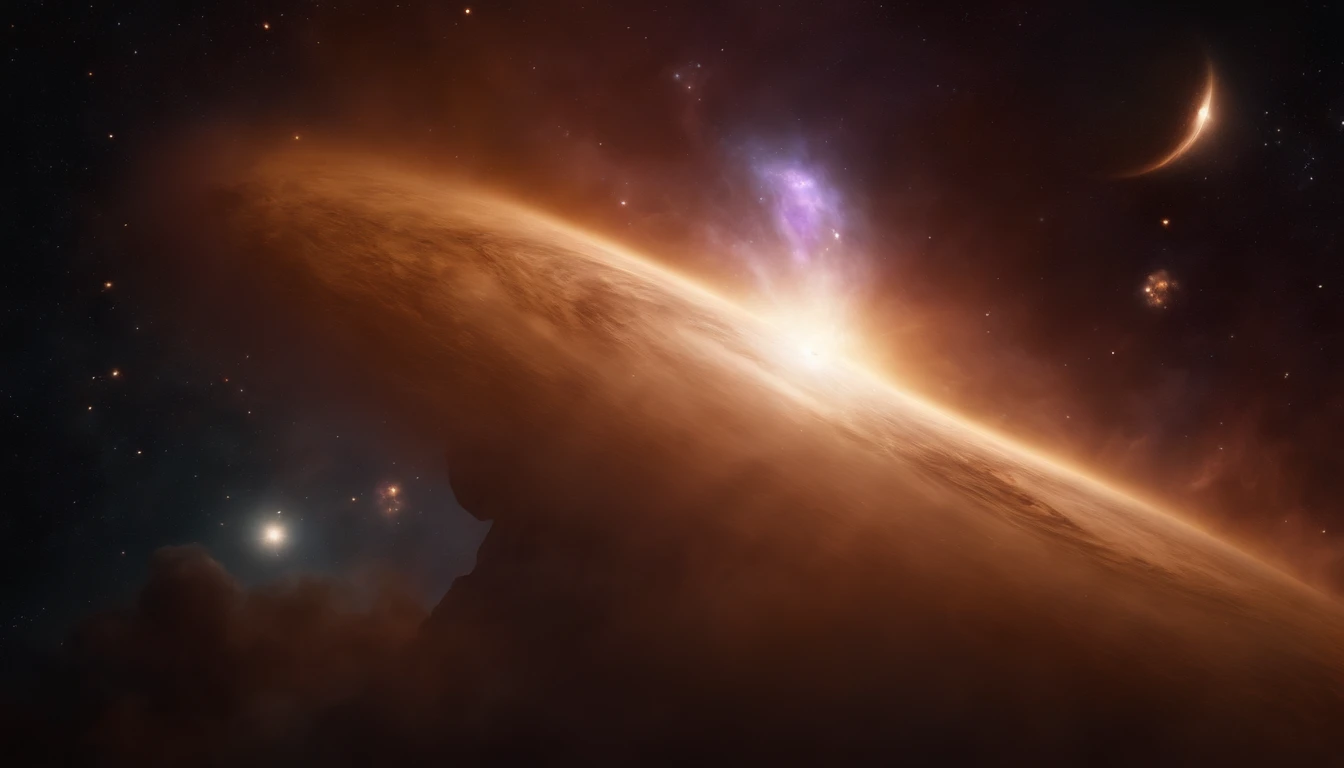 Cosmic titan on its back emerging from nebulae in outer space, chronos titan of time, (melhor qualidade, alta resolução, master part:1.2), ultra-detalhado, fotorrealista:1.37, surreal, cores vibrantes, etherial lighting, Energia Celestial, majestic presence, Aura sobrenatural, Spinning cosmic dust, great show.