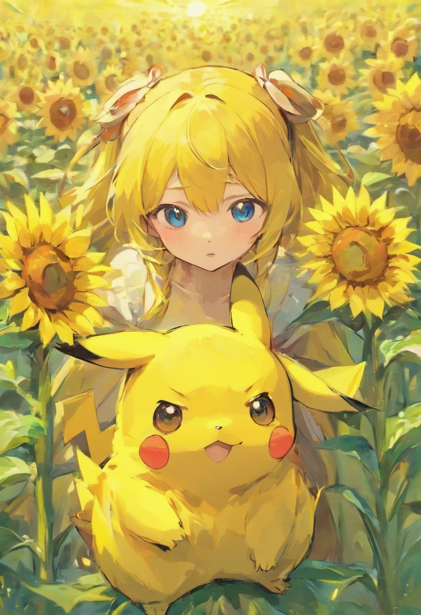 Pikachu, Like Van Gogh wrote、Van Gogh's sunflower-like painting