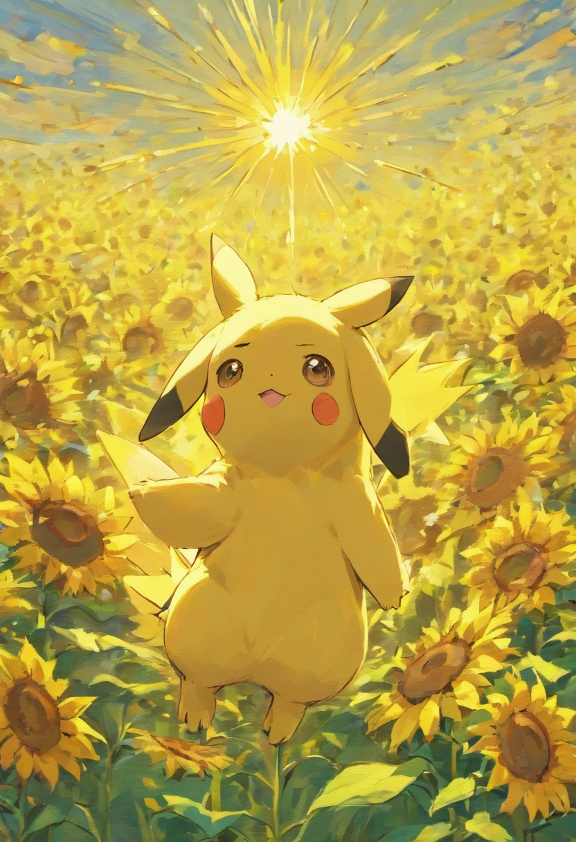 Pikachu, Like Van Gogh wrote、Van Gogh's sunflower-like painting