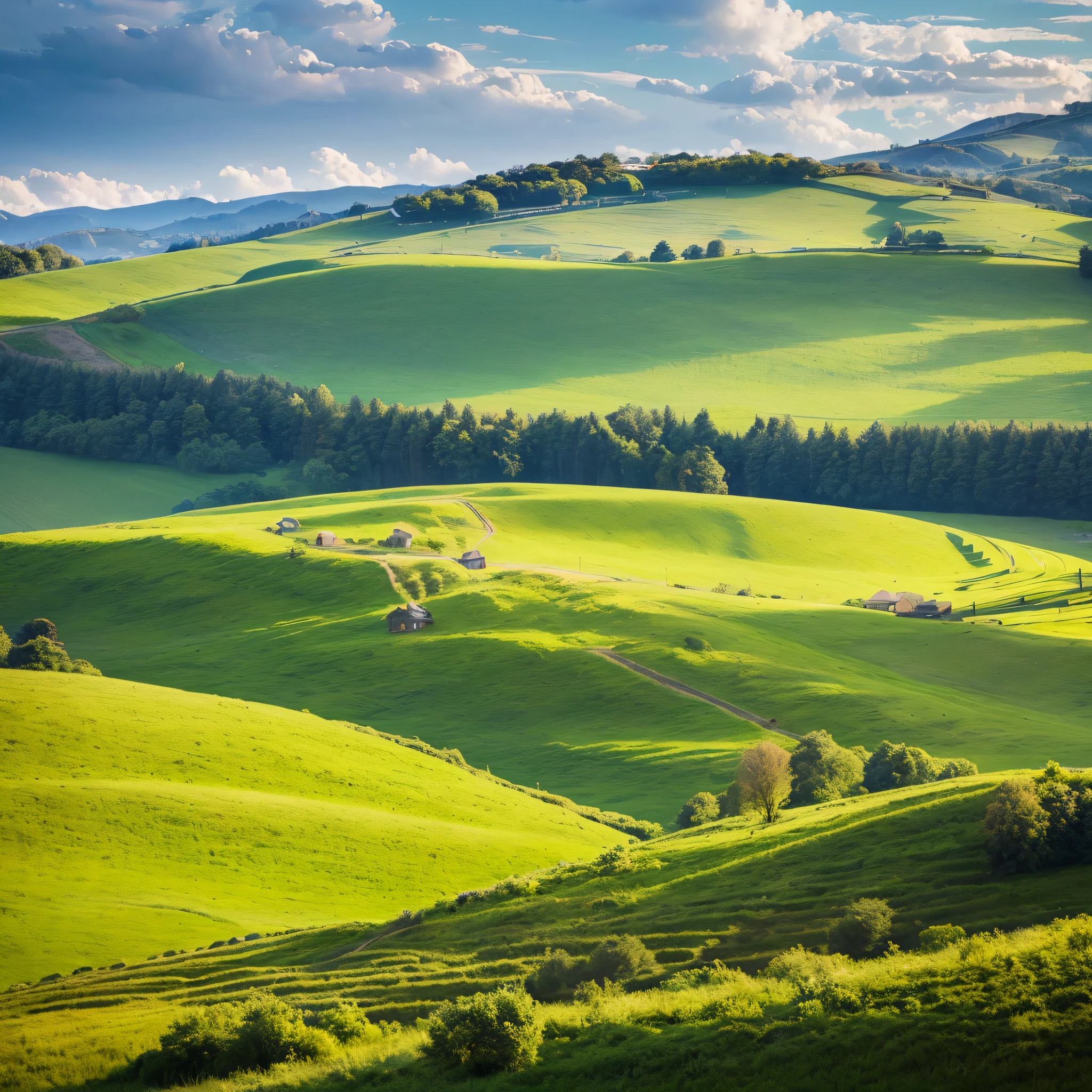 landscape, nature, sky, field, meadow, grass, green, countryside, summer, rural, mountain, hill, farm, agriculture, country, tree, fields, view, cloud, land, clouds, tuscany, spring, italy, forest