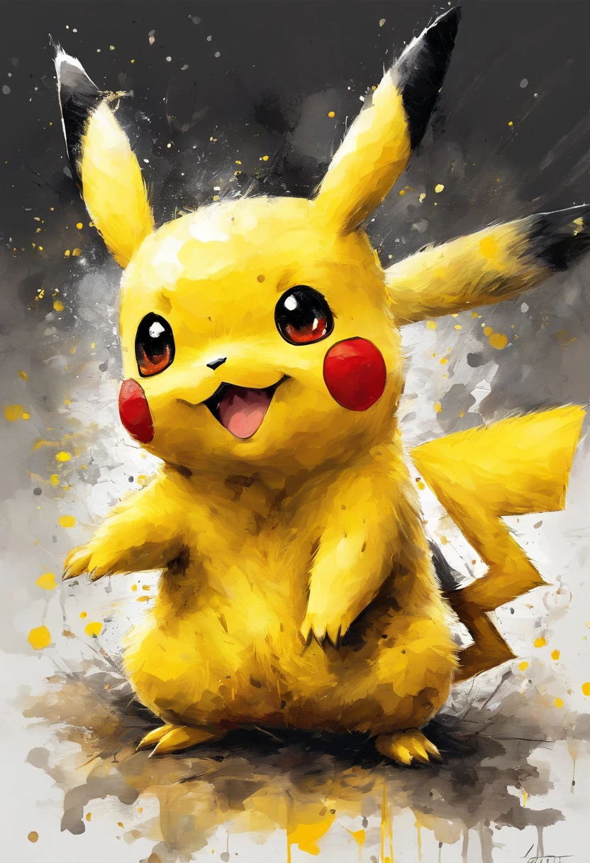 Pikachu written by Van Gogh::styles Pointillism styles、It's sir-like々It's made of big and small things.、Clear colored dots、Highly detailed ::n_Style Anime、Photorealsitic、Deformed、glitched、highcontrast、noisy ::Seed 1