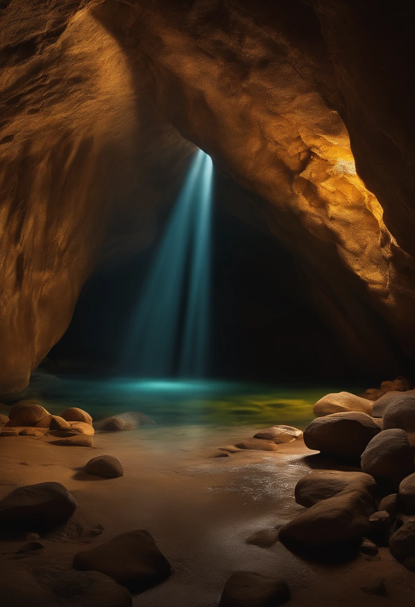 A view of a cave with a light coming out of it - SeaArt AI
