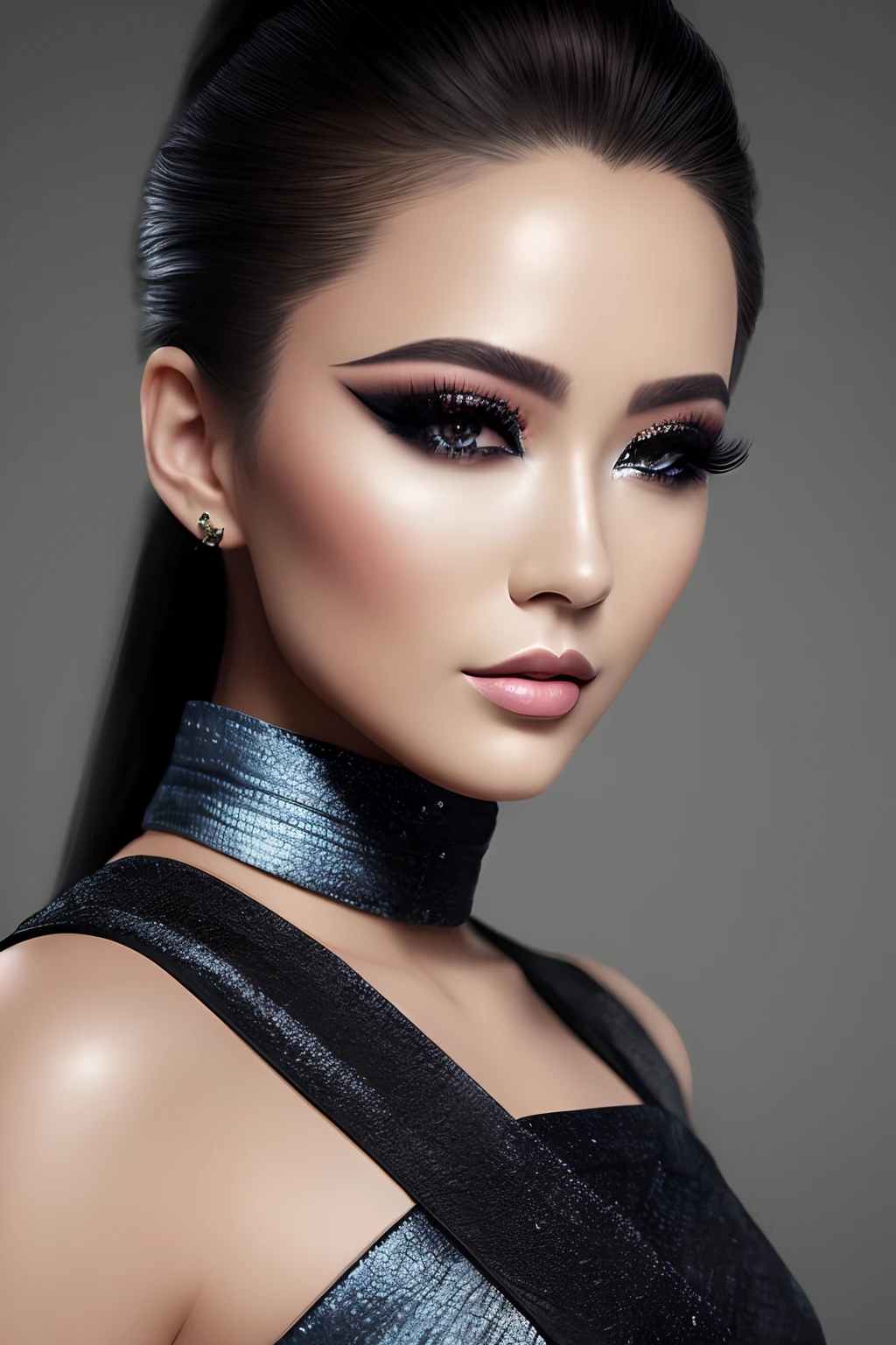 Makeup artists do makeup for celebrities，(Masterpiece:1.2), Best Quality, Masterpiece, hight resolution, Original, extremely detailed wallpaper, perfect  lighting,(extremely detailed CGI:1.2),denim jumpsuit with thin straps, Photorealistic, photo, Masterpiece, Realistic, 真实感, photo realism, High contrast, photorealistic digital art is trending on Artstation 8k HD HD,
