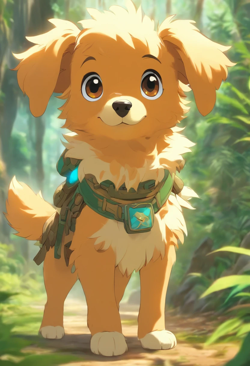 A fluffy cute puppy in an adventure costume,Look at the map,Walk in the jungle,epic detail ighly detailed,focal,3Drenderingof,OC,forward lighting,Face shot,best qualtiy,8K,ultraclear。
