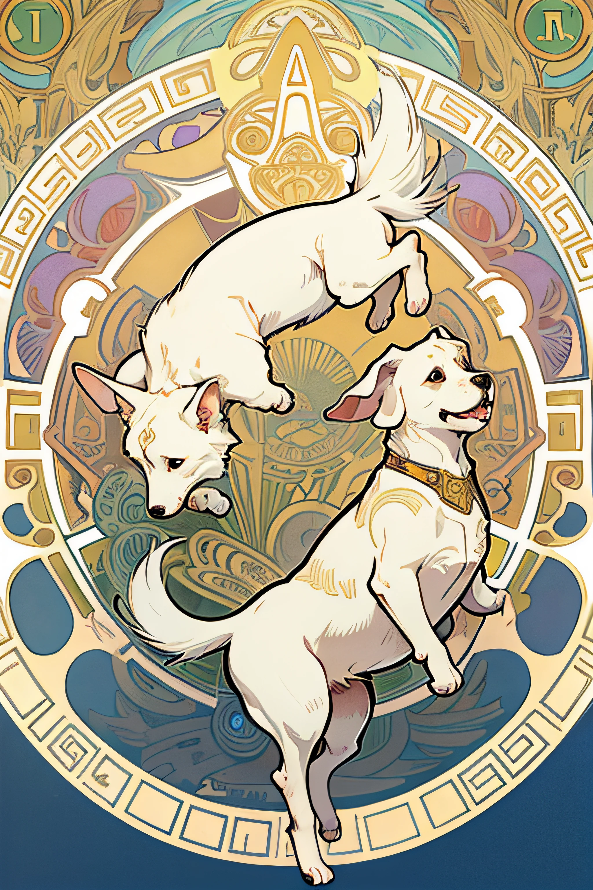 White Dog, Glad jump, Alphonse Mucha