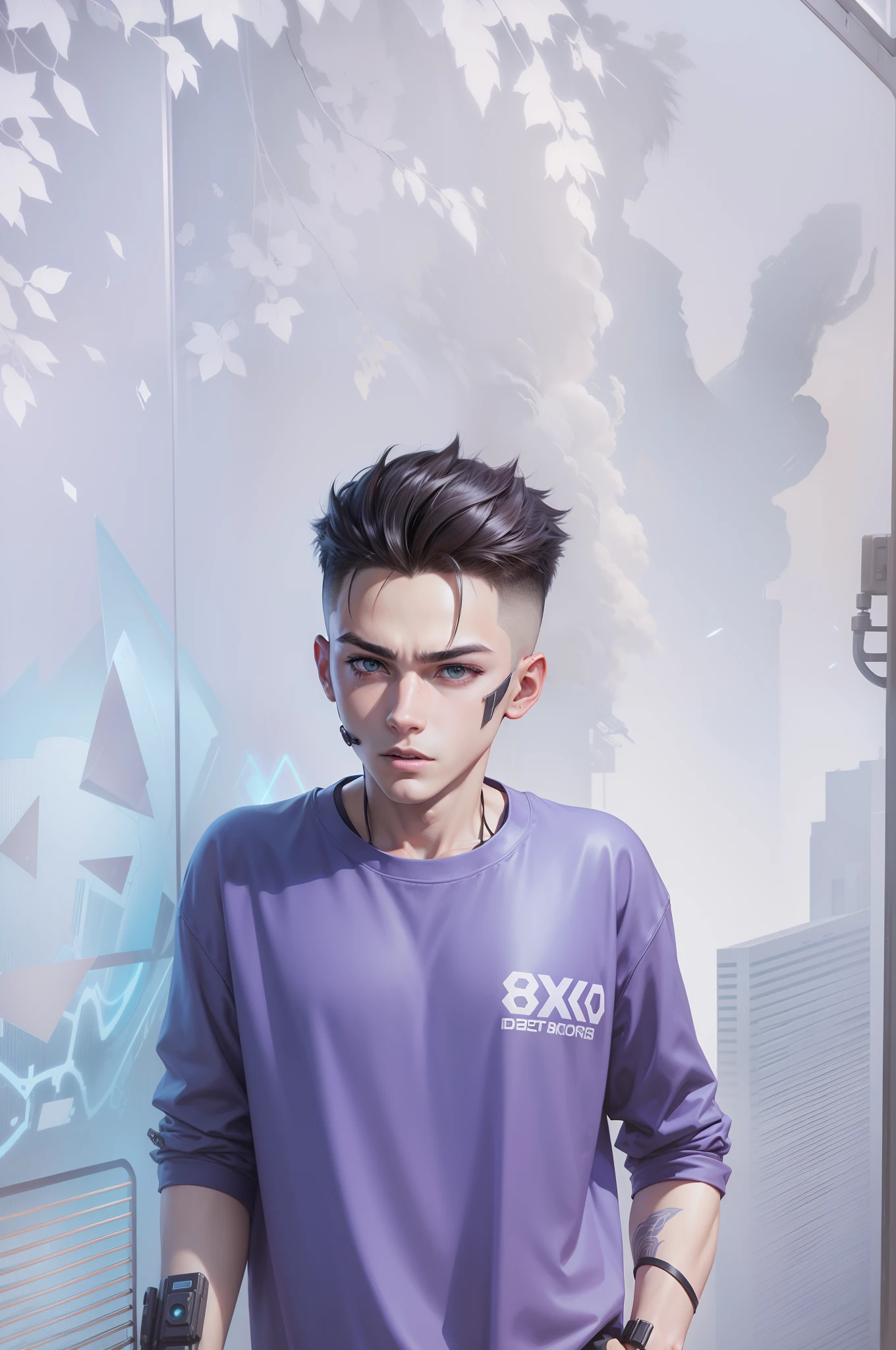 Change background cyberpunk boy realistic face anime, 8k , ultra realistic use my face