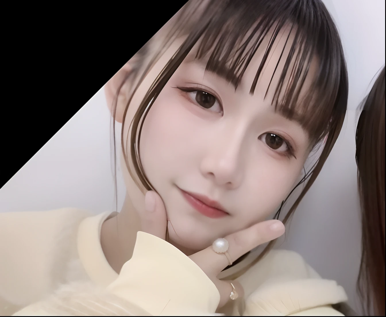 ulzzangs, 奈良美智, 8K selfie photo, chiho, girl cute-fine-face, sakimichan, profile photo, headshot profile photo, inspired by Ma Yuanyu, cute - fine - face, neat hair with bangs