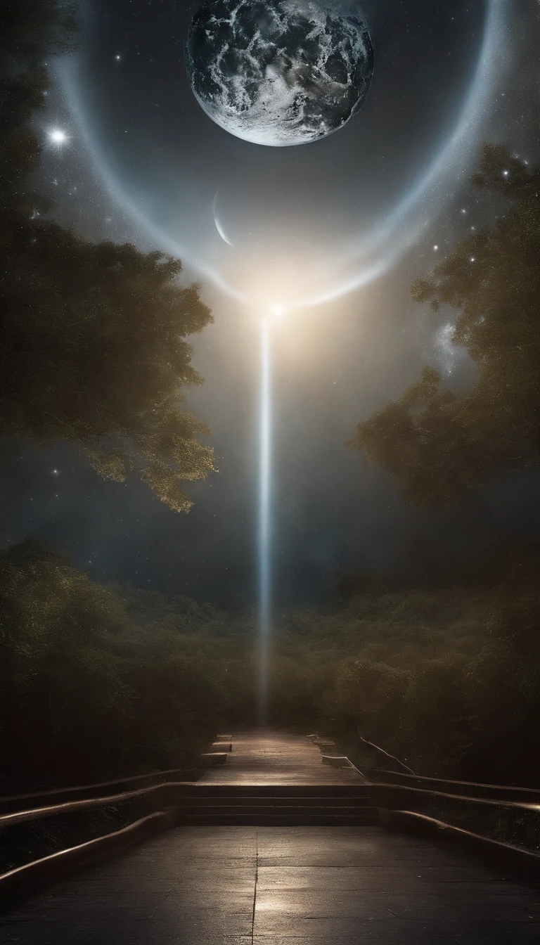 ((Masterpiece)),(Best quality)),Magnificent space image scene,heavenly body,Interstellar,Huge star gates,Spaceship,Shining starry sky,8K,super-fine,high qulity
