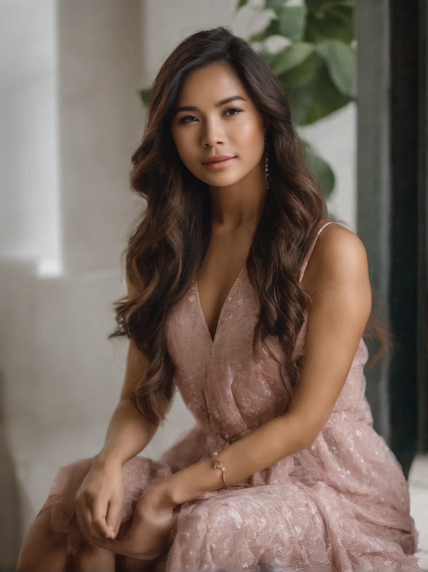 Sleeping young woman,Exquisite facial features,年轻,Asian face,32 years old,realisticlying,She was wearing pink pajamas,Large ,big assa,br hair。