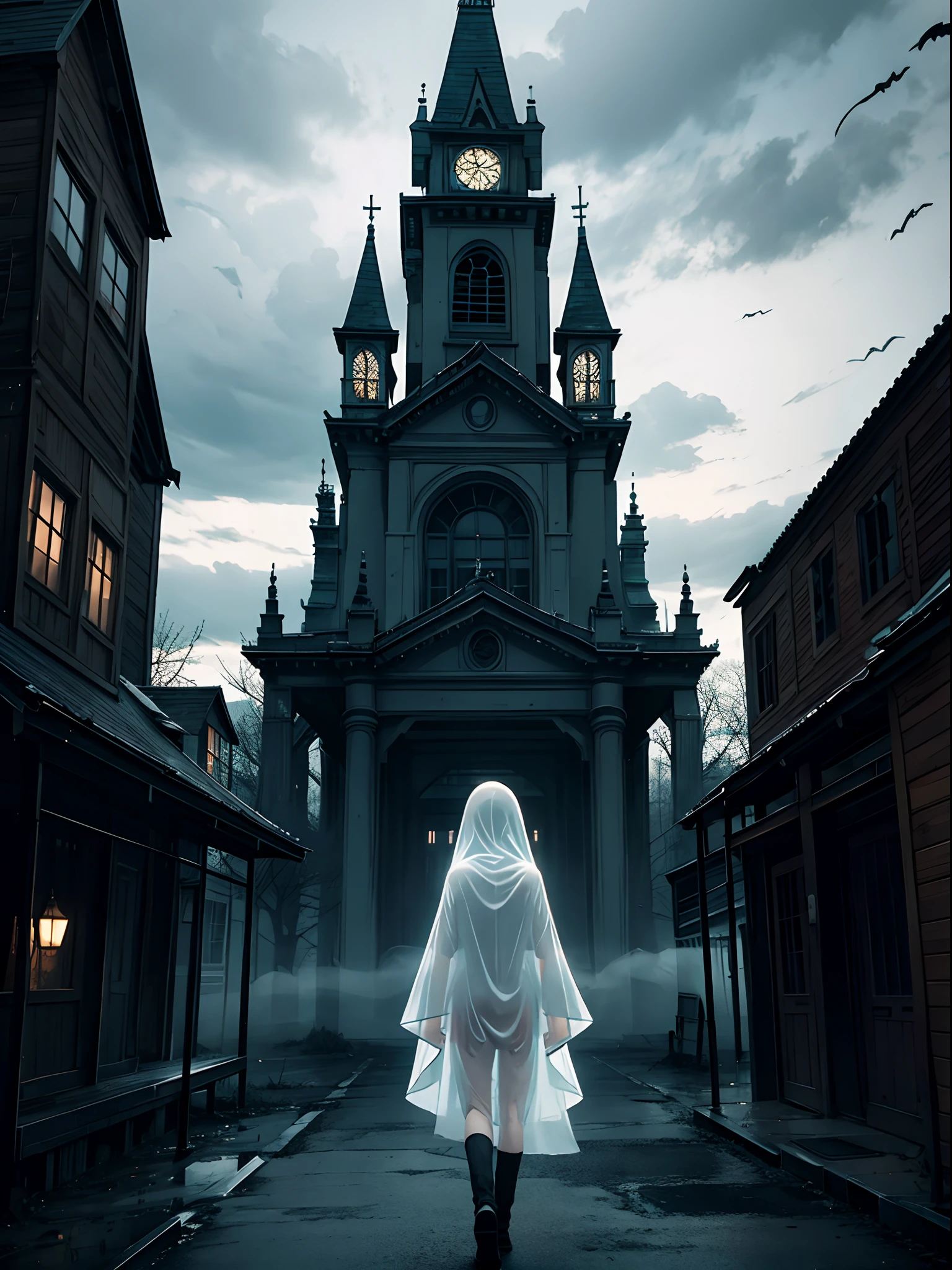 Gloomy style, Ghost Town, Transparent, ghosts, Gloomy Entities