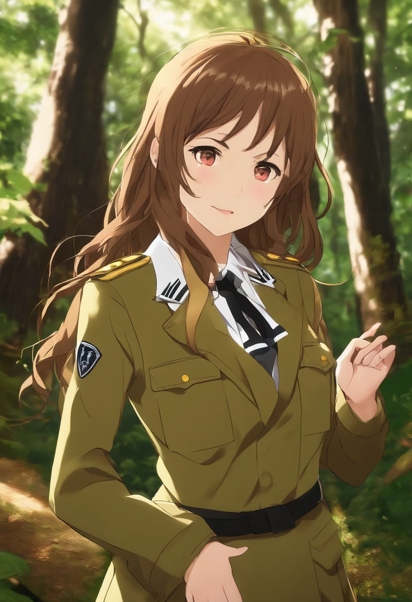 <lora:Trude0:0.85> Trude, 1girl, Solo, Uniform , garden background with flowers , HDR , Sun and Shadows, lens flares , highly detailed lightning , white panties , :/ , crossed arms ,