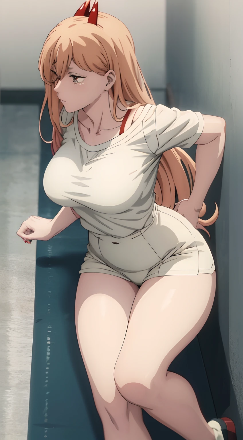 anime girl with horns and White and tight clothes show off her body shape, seductive anime girl, painted in anime painter studio, best anime 4k konachan wallpaper, attractive anime girl, anime art wallpaper 8 k, anime art wallpaper 4k, anime art wallpaper 4 k, 4k anime wallpaper, detailed digital anime art, 4 k manga wallpaper, smooth anime cg art, Orange eyes, yellow hair, Detailed face, detailed eyes, Both legs were opened wide showing her Pubic.