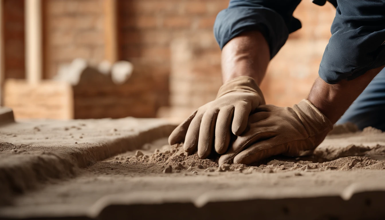 (best quality,4k,8k,highres,masterpiece:1.2),ultra-detailed,(realistic,photorealistic,photo-realistic:1.37),closeup,bricklayer hands,laying,brick wall,house construction,rough hands,strength,precision,experienced,hands with gloves,dirt on hands,brick dust,focused,horizontal bricks,vertical bricks,red bricks,dry cement,cement trowel,mortar mix,important craftsmanship,building process,construction site,concentration,safety glasses,blueprints,hard hat,working diligently,hardworking laborer,industrial environment,vivid colors,professional,studio lighting,sunlight streaming in,warm tones,dynamic shadows,authenticity