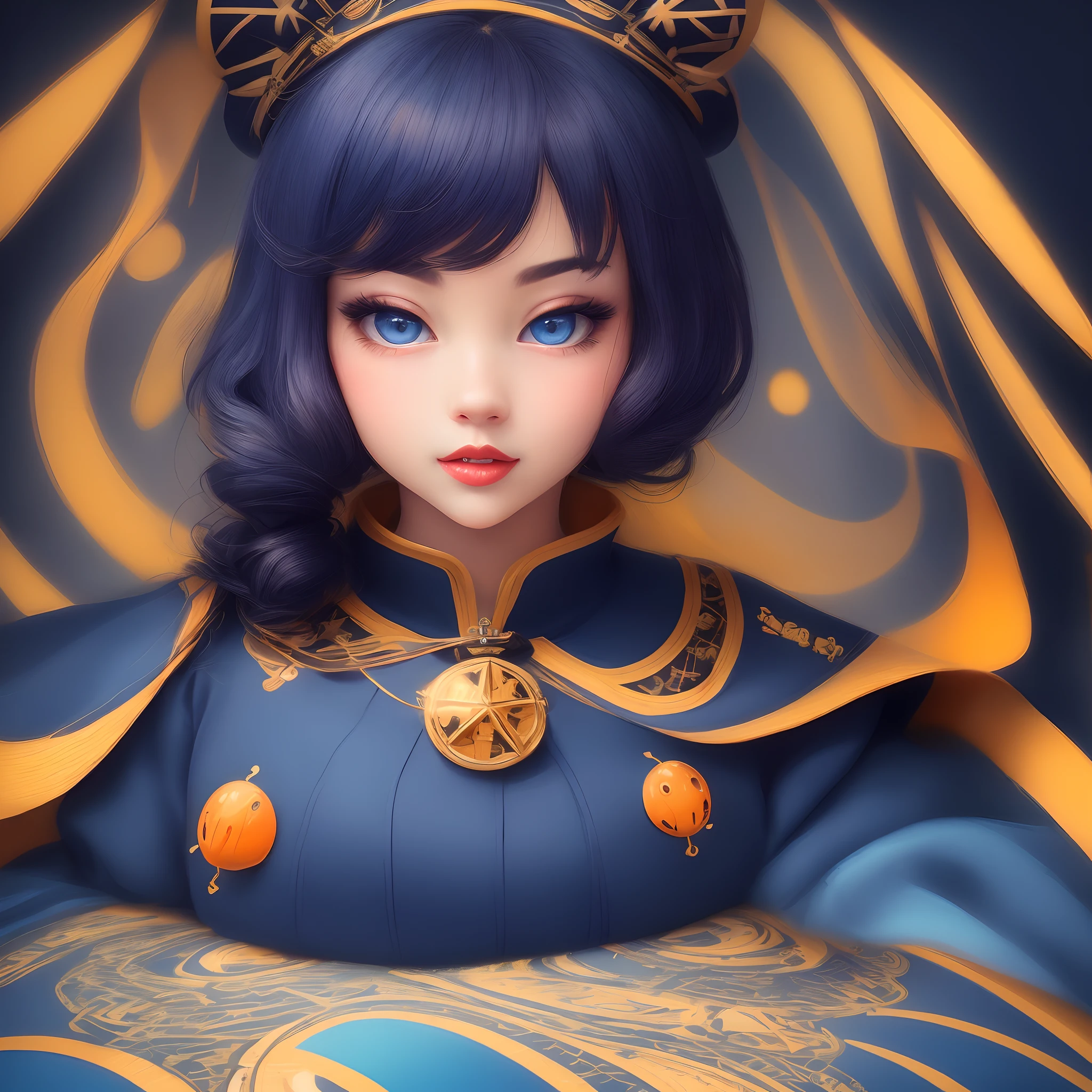 Detailed, Illuminated, Impresionismo, (enticing:1.2), (Cute:1.3), (Attractive:1.4), (irresistible:1.2), (Colorful), (Surreal:1.22), (Fascinating:1.3), Navy, Orange