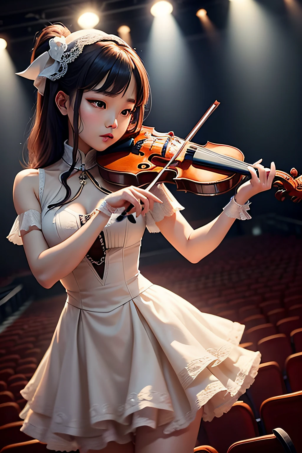 *[Scene 1] Opens with a brightly lit stage and an eager crowd of spectators in a grand concert theater. Ji Eun-hee, a talented young violinist, stands at the center of the stage with her violin in hand.* --auto