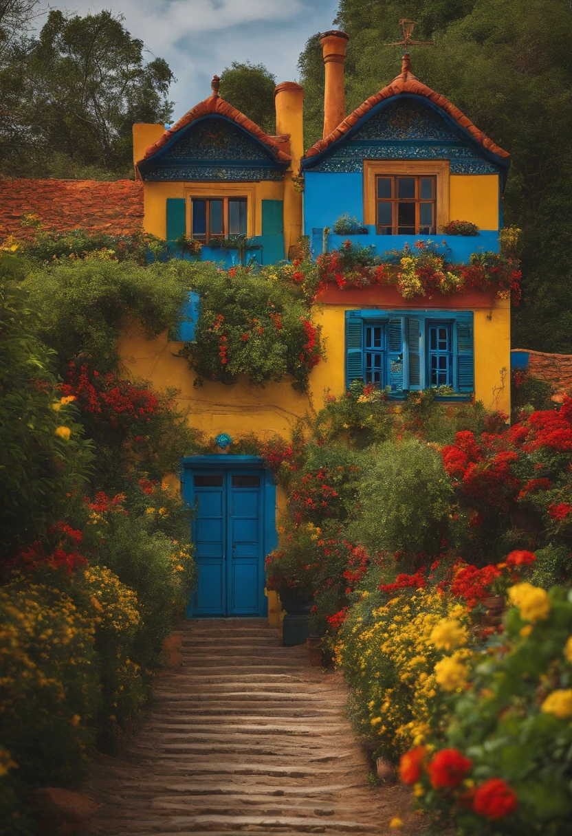 Crie um mosaico com as cores vermelho azul amarelo verde
