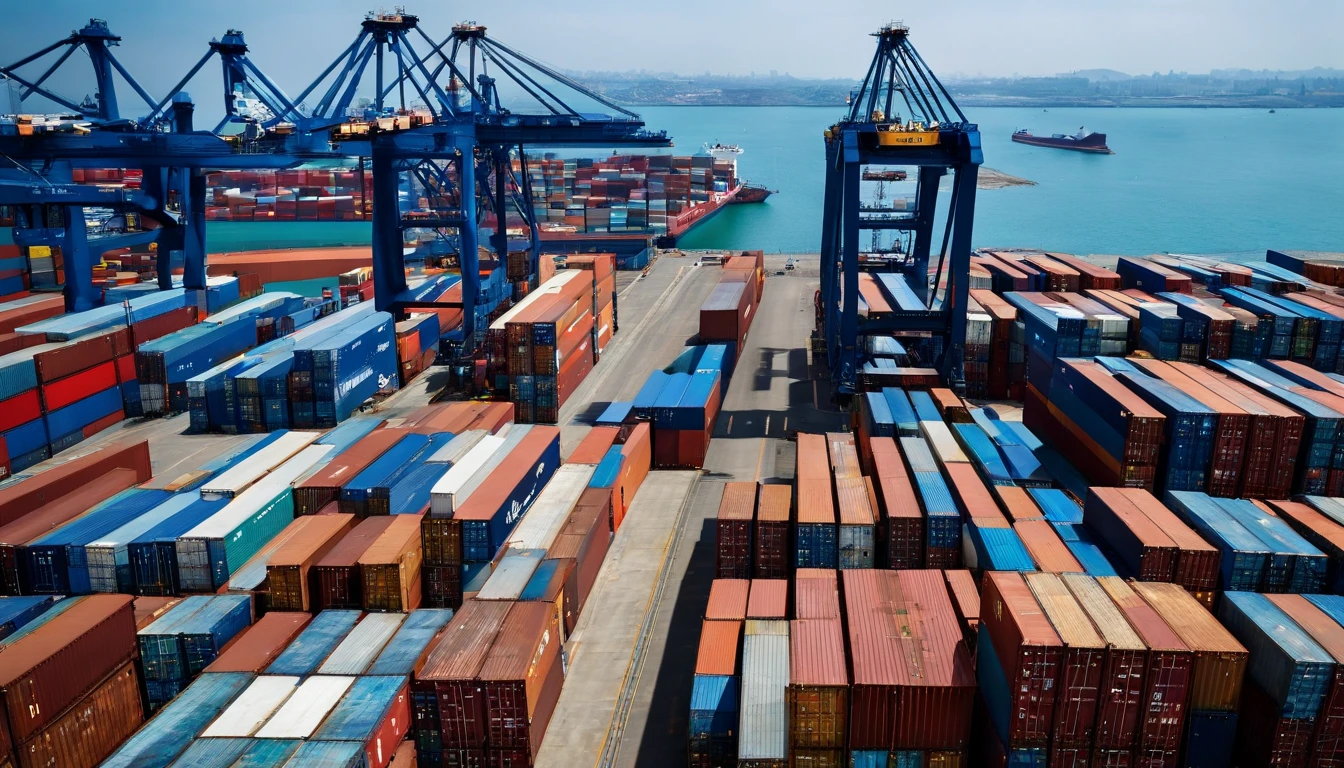 (aerial top view,high altitude),container ship, (vital link:1.1,essential part,crucial element, fundamental component), (global business logistics,international business logistics,worldwide business logistics,global trade,global logistics), (freight shipping:1.1, cargo shipping, goods transportation), (import:1.1,imports,importation), (export:1.1,exports,exportation), (international trade:1.1,international commerce,world trade), (vast ocean,expansive sea,widening water), (endless horizon,boundless horizon,limitless horizon), (deep blue water,deep azure water,deep indigo water), (shipping containers,large containers,cargo containers), (busy harbor,active port,bustling port), (crane operations,loading and unloading activities,container handling operations), (efficiency:1.1,efficient operation,productive workflow), (ship crew,cargo ship crew,shipping crew), (crisp waves,clean waves,cristal-clear waves), (majestic view,spectacular view,stunning view), (busy shipping route,active shipping route,bustling shipping route), (blue sky,clear sky,sunny sky), (seagulls,white seagulls,flying seagulls), (shipping industry,cargo shipping industry,maritime industry), (navigating through the waves,cruising through the ocean,sailing through the sea), (modern transportation,efficient transportation,state-of-the-art transportation), (shipping trade hub,bustling trade hub,vibrant trade hub), (international connection,global connection,worldwide connection), (logistic operation,efficient logistic operation,smooth logistic operation), (massive ship,huge ship,giant ship), (momentum,bustling activity,lively environment), (vitality,energy,buzz of activity), (worldwide economic growth,global economic growth,international economic growth), (freight services, cargo services,shipping services), (global supply chain,worldwide supply chain,international supply chain), (economic development,commercial development,trade development), (international collaboration,global collaboration,worldwide collabo