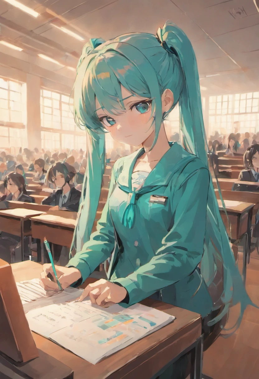 hatsune miku working at school as a teacher