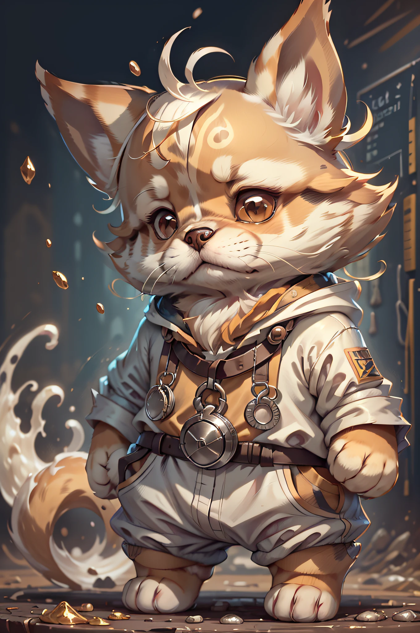 C4tt4stic,Cartoon Chihuahua dog in cook white costume（The specifics of the appearance of the Chihuahua dog、Body hair is light brown）