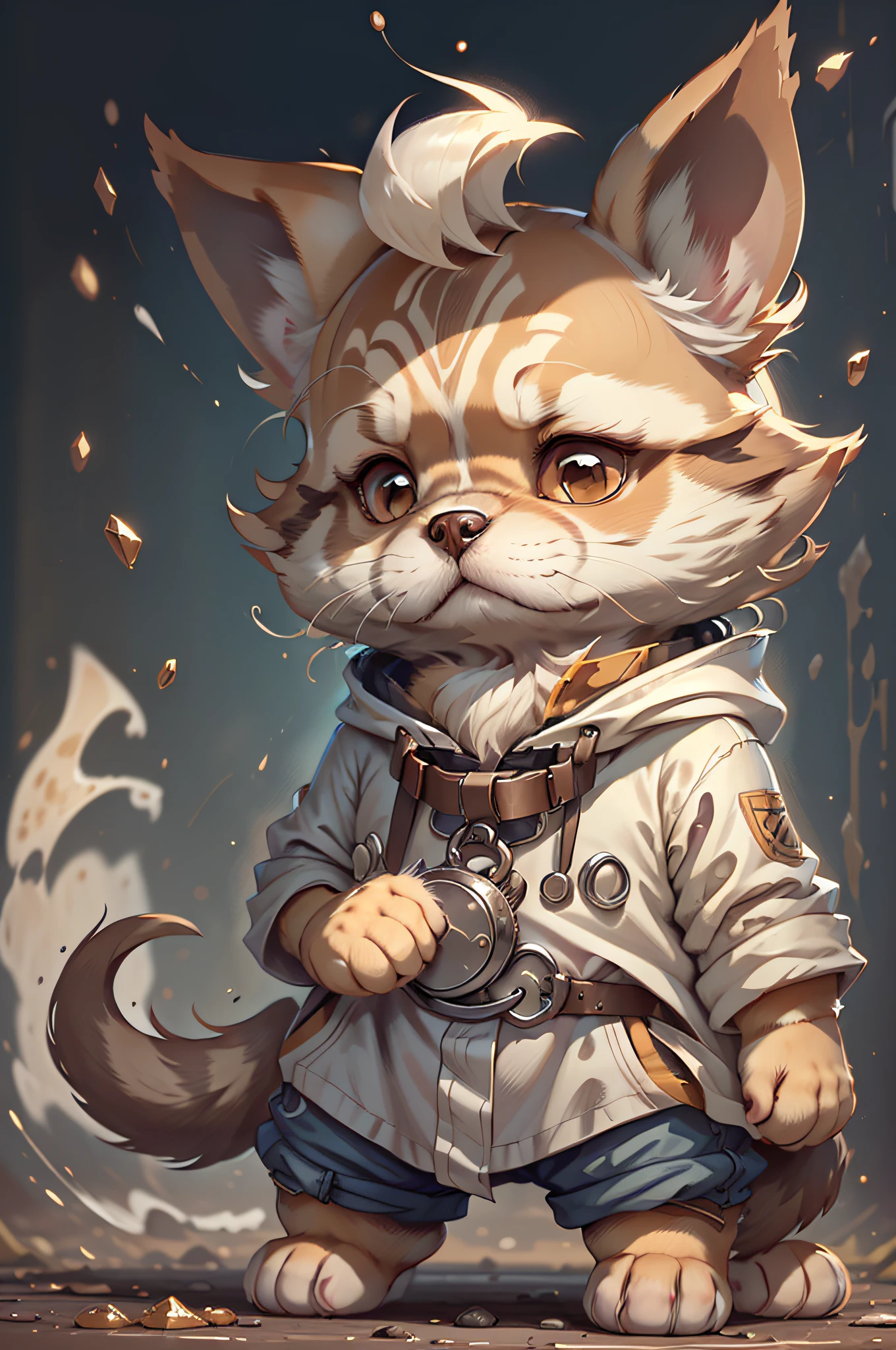 C4tt4stic,Cartoon Chihuahua dog in cook white costume(The specifics of the appearance of the Chihuahua dog、Body hair is light brown)